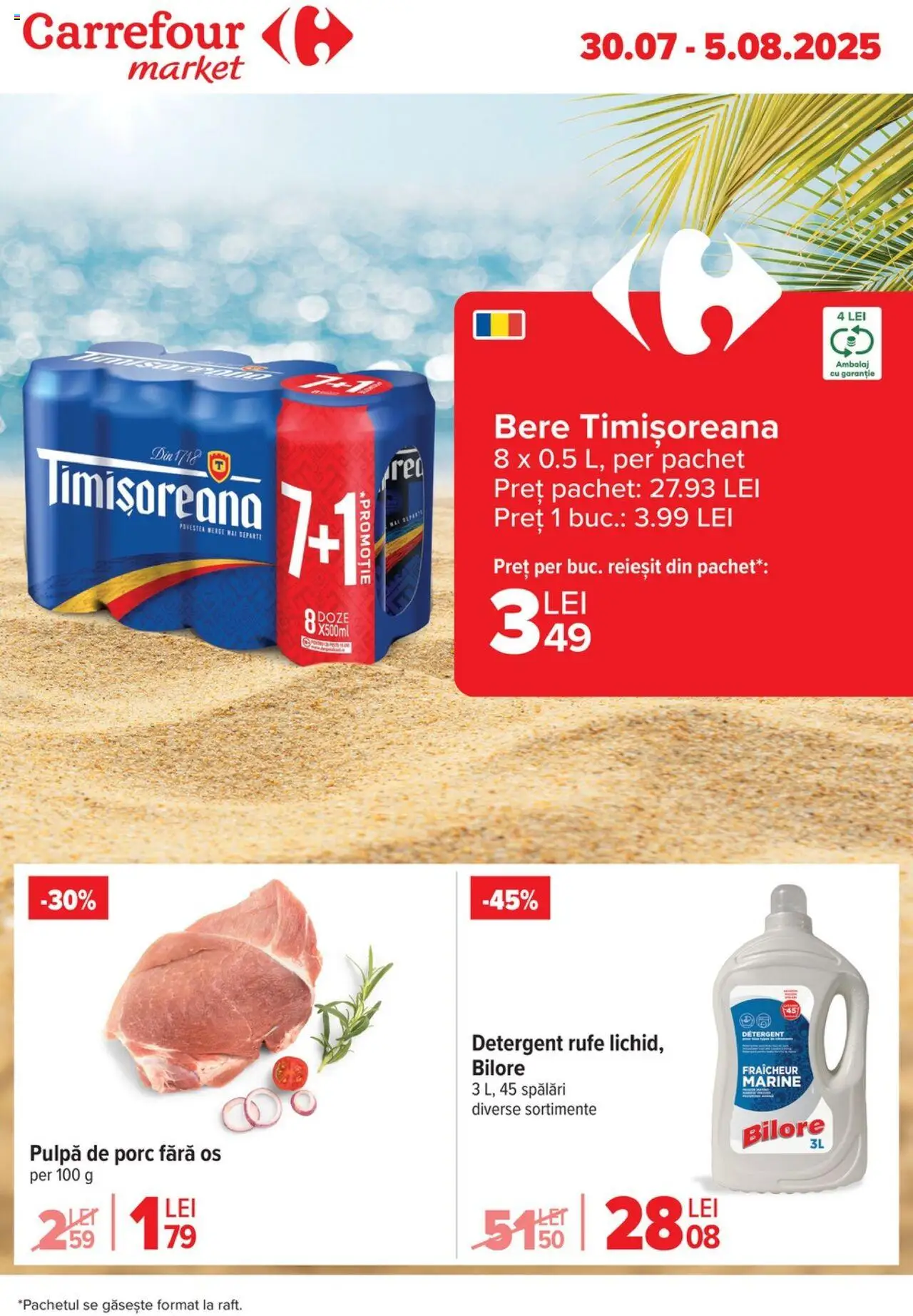 Catalog Carrefour 30 Iulie - 4 August 2025 | Pagina 1 | Produse: Bere, Detergent