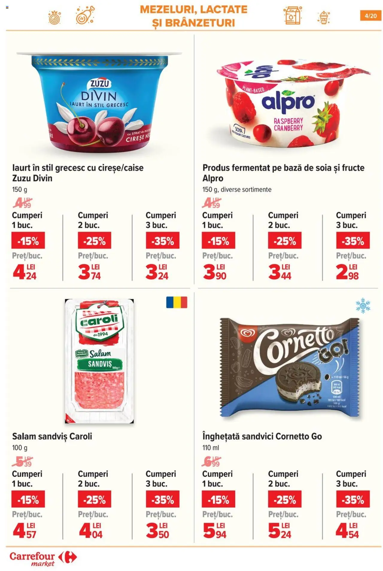 Catalog Carrefour 30 Iulie - 4 August 2025 | Pagina 5 | Produse: Bahçe aydınlatması, Salam, Înghețată, Fructe