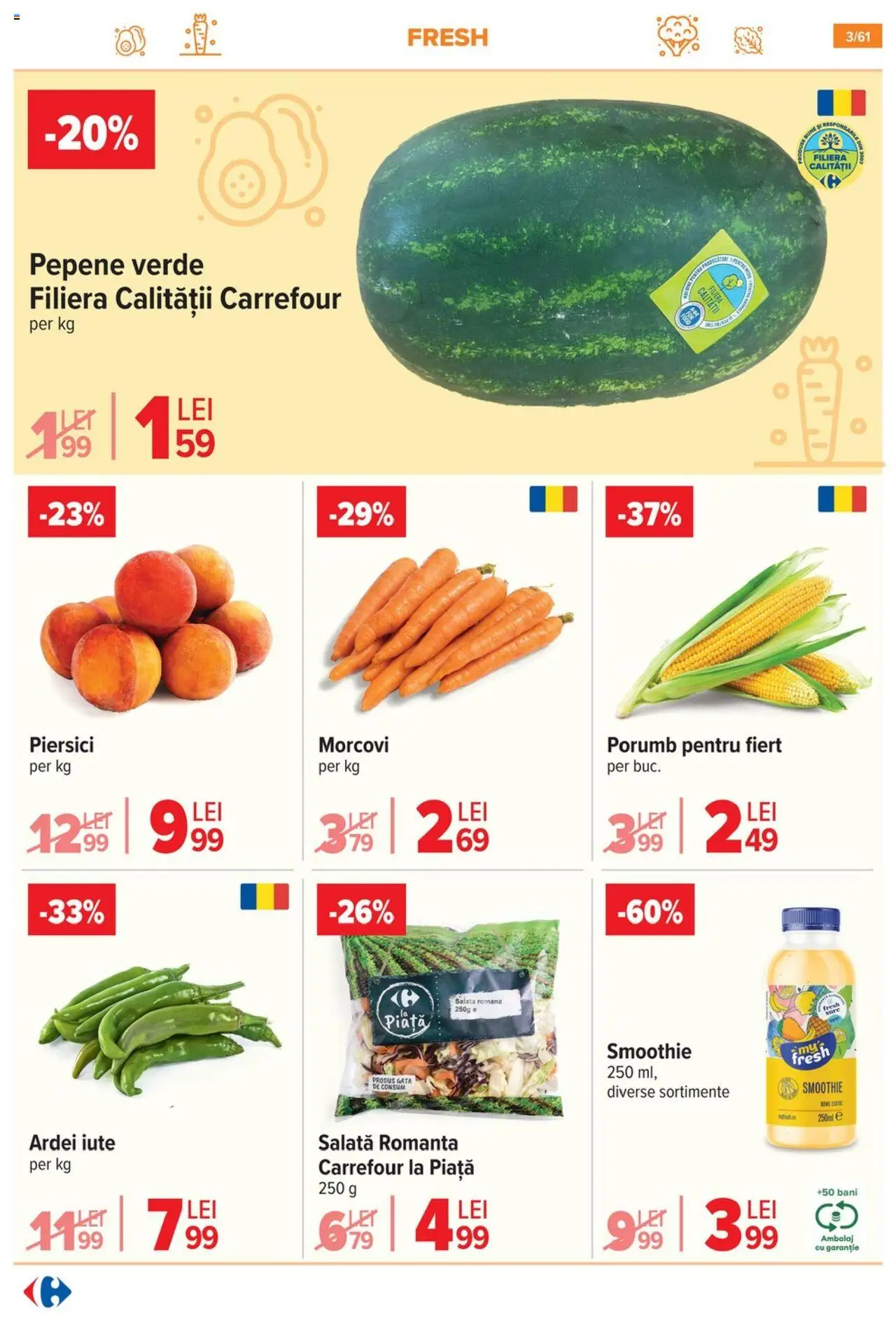 Catalog Carrefour 30 Iulie - 4 August 2025 | Pagina 4 | Produse: Pepene Verde, Ardei, Ardei iute, Salată