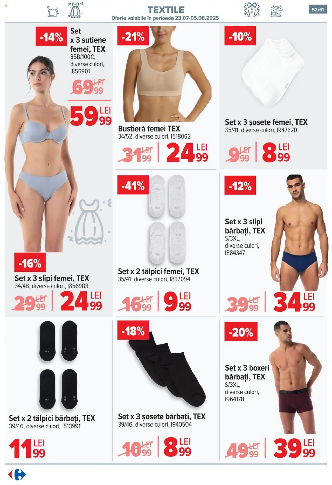 Catalog Carrefour 30 Iulie - 4 August 2025 | Pagina 53 | Produse: Tălpici, Bustieră, Șosete, Boxeri