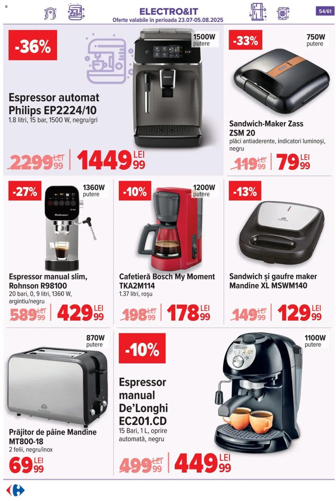 Catalog Carrefour 30 Iulie - 4 August 2025 | Pagina 55 | Produse: Sandwichmaker, Espressor, Enginar, Pâine