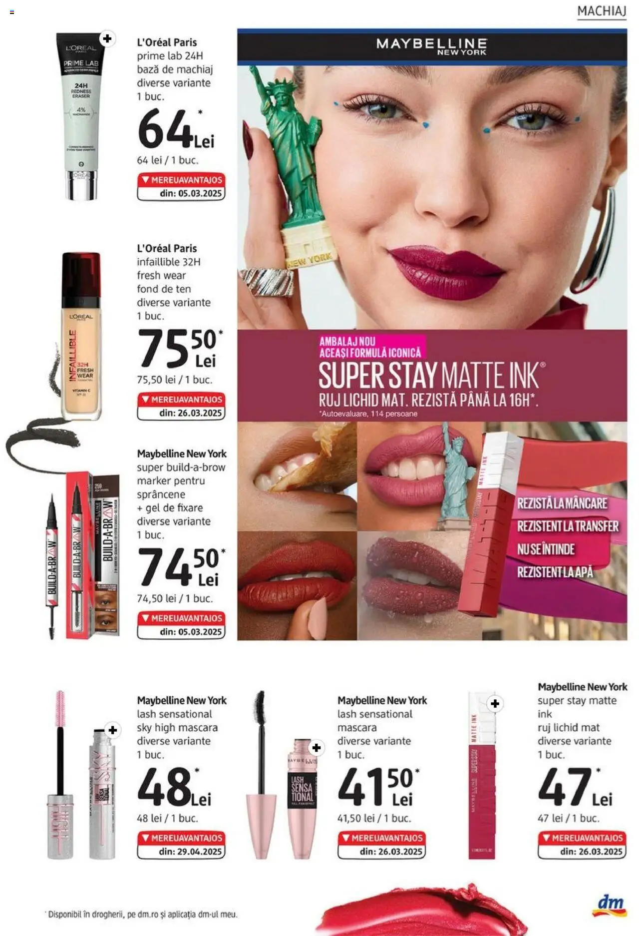 Catalog DM Drogerie Markt 31 Iulie - 1 Septembrie 2025 | Pagina 13 | Produse: Fond de ten, Bază de machiaj, Ruj, Apă