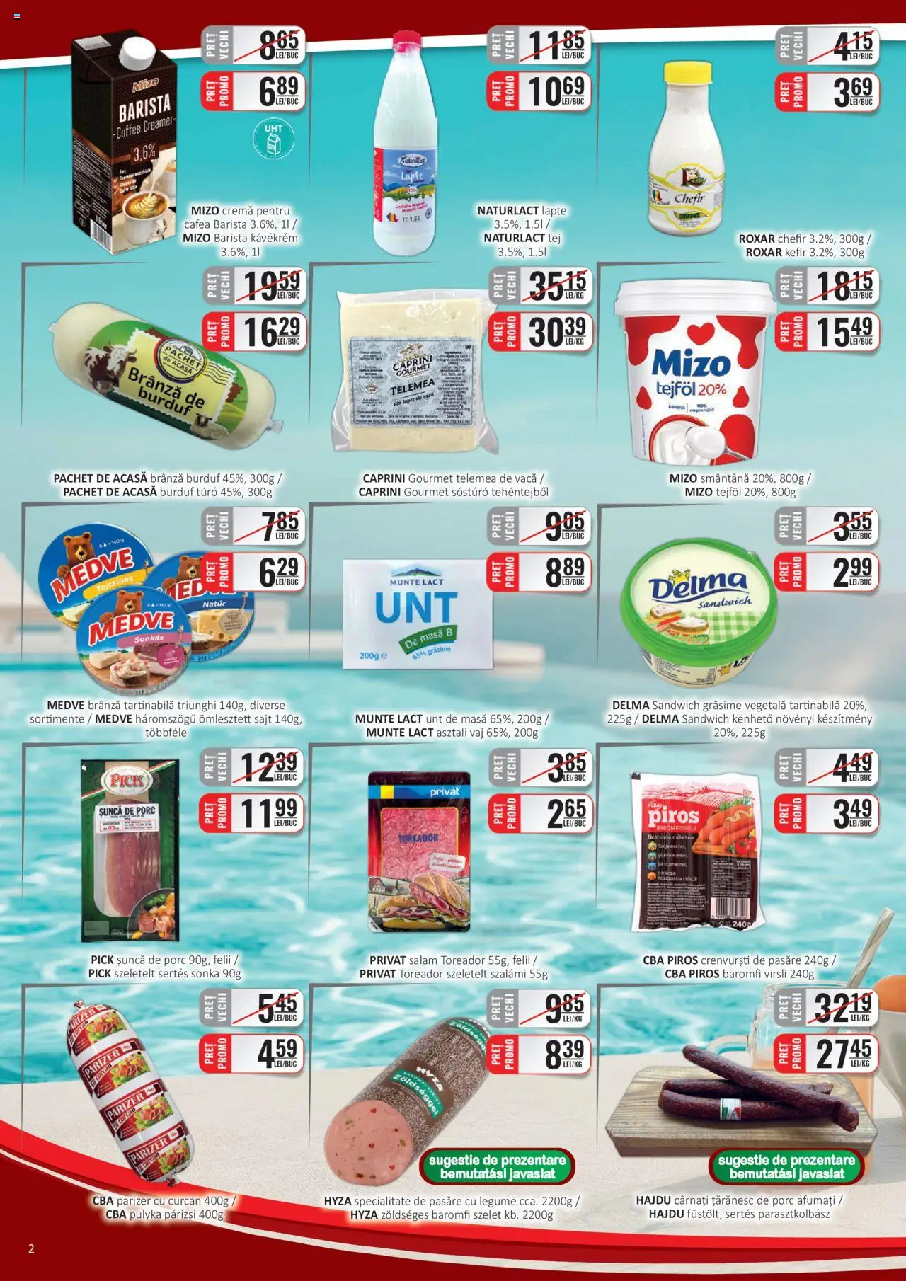 Catalog CBA 1 - 14 August 2025 | Pagina 2 | Produse: Brânză, Salam, Parizer, Smântână