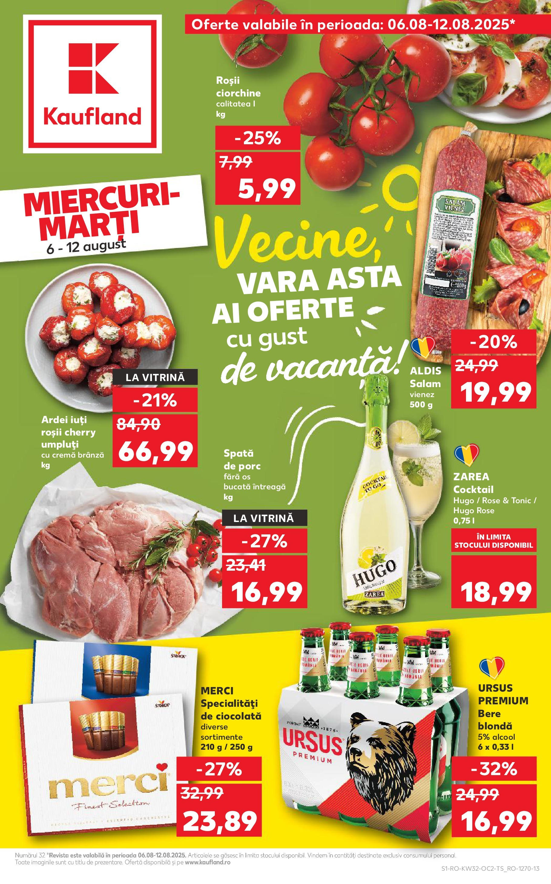 Catalog Kaufland 6 - 11 August 2025 | Pagina 1 | Produse: Vitrină, Ardei, Brânză, Cocktail