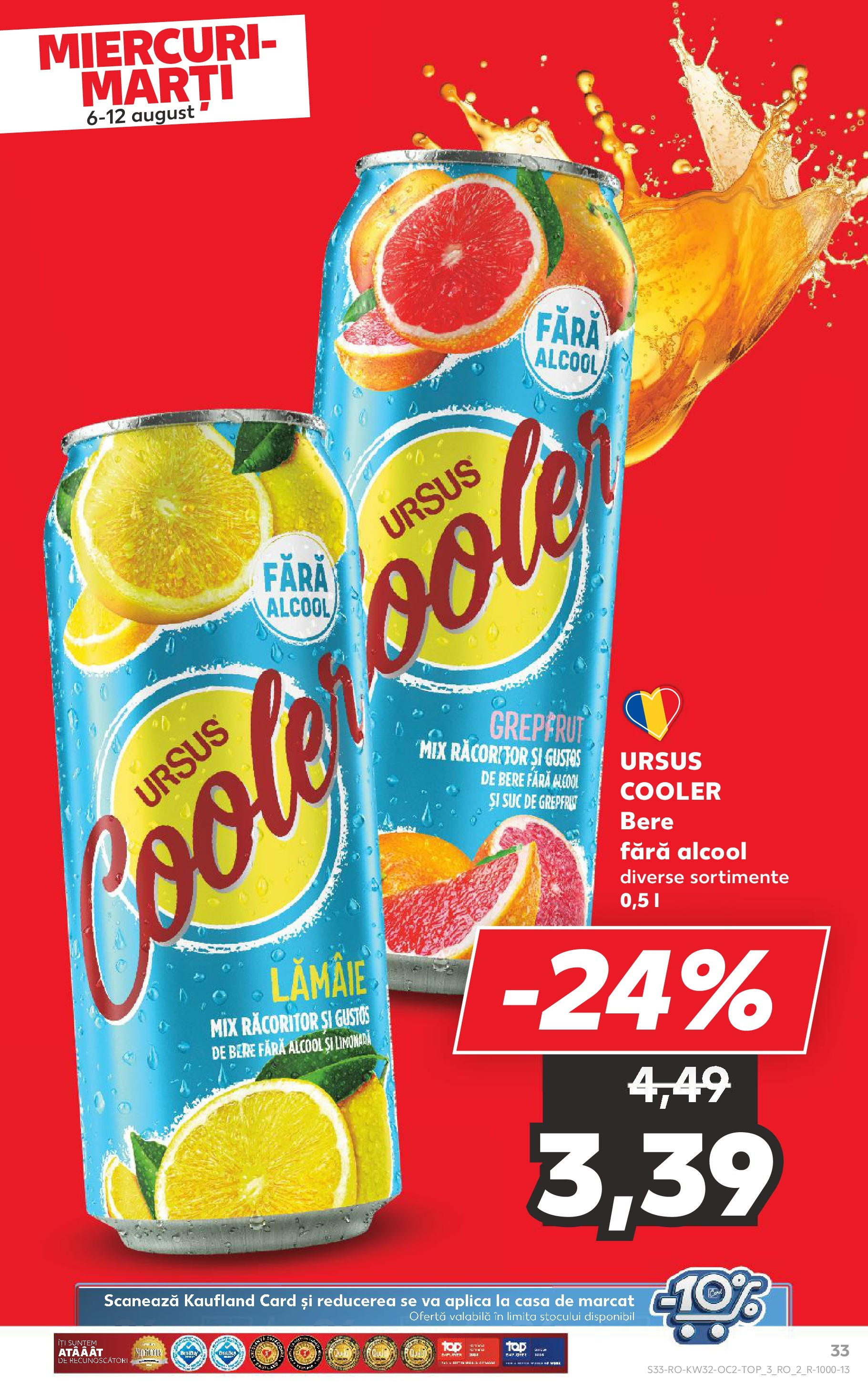 Catalog Kaufland 6 - 11 August 2025 | Pagina 33 | Produse: Sıcak su torbası, Suc, Bere, Grepfrut