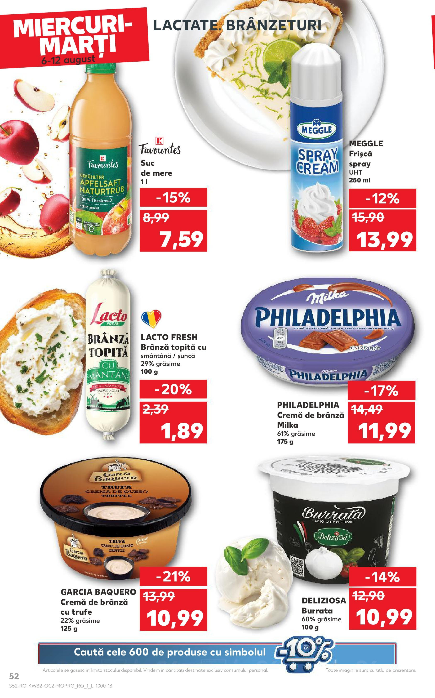 Catalog Kaufland 6 - 11 August 2025 | Pagina 52 | Produse: Çift taraflı üst, Cremă, Suc, Frișcă