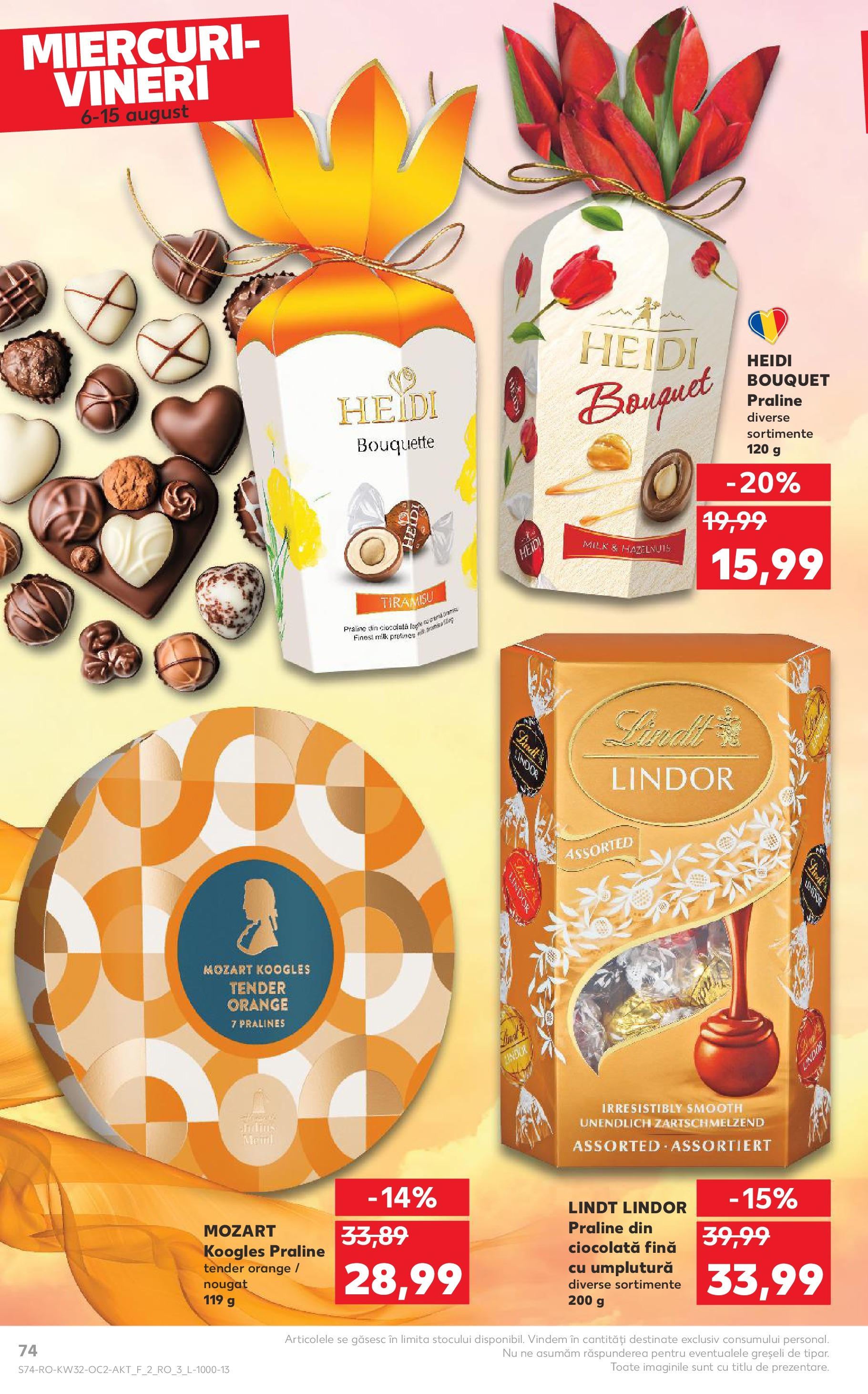 Catalog Kaufland 6 - 11 August 2025 | Pagina 74 | Produse: Praline, Tiramisu, Ciocolată