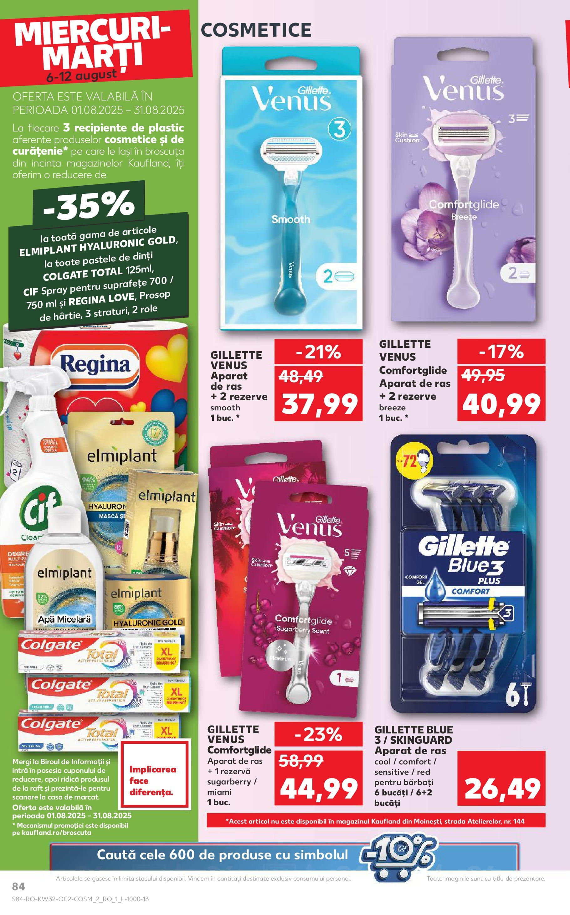 Catalog Kaufland 6 - 11 August 2025 | Pagina 84 | Produse: Aparat De Ras, Role, Recipiente, Apă micelară