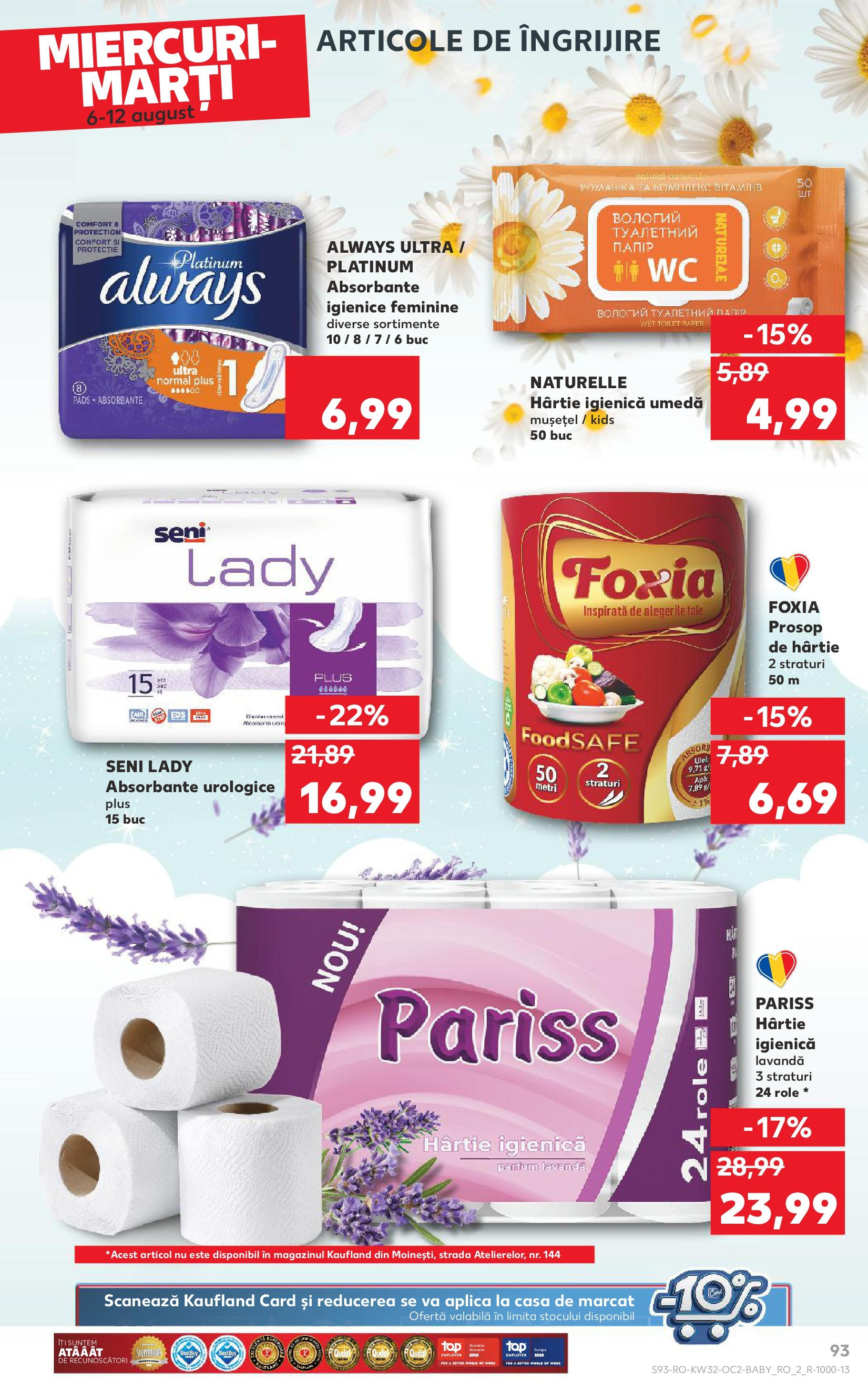 Catalog Kaufland 6 - 11 August 2025 | Pagina 93 | Produse: Role, Parfum, Absorbante