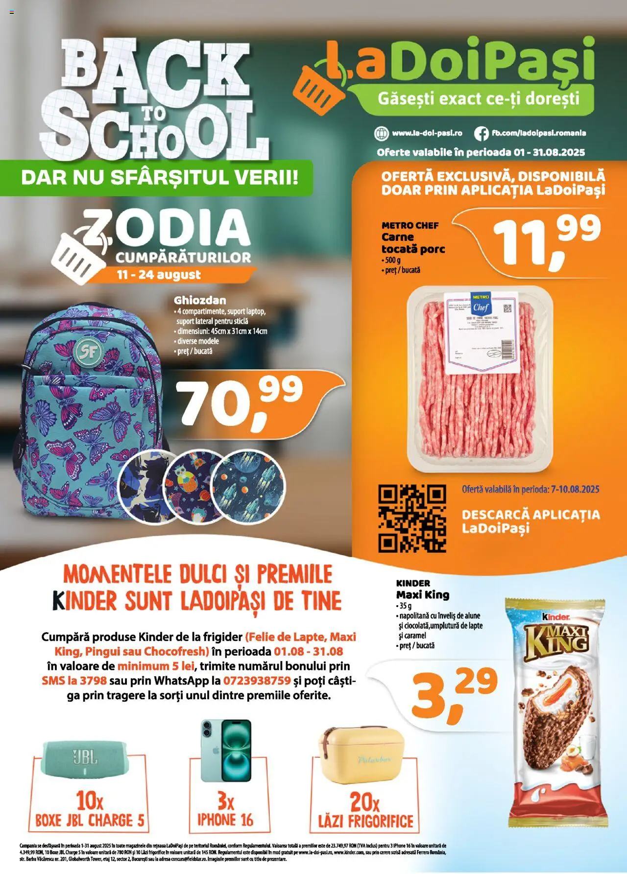 Catalog La Doi Pași 1 - 30 August 2025 | Pagina 1 | Produse: Căști, Lapte, Soda, Ghiozdan
