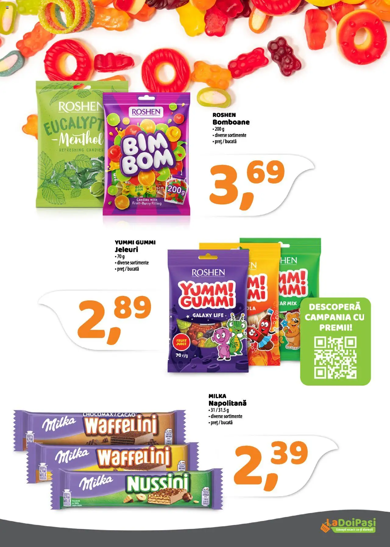 Catalog La Doi Pași 1 - 30 August 2025 | Pagina 5 | Produse: Bomboane, Cacao, Jeleuri