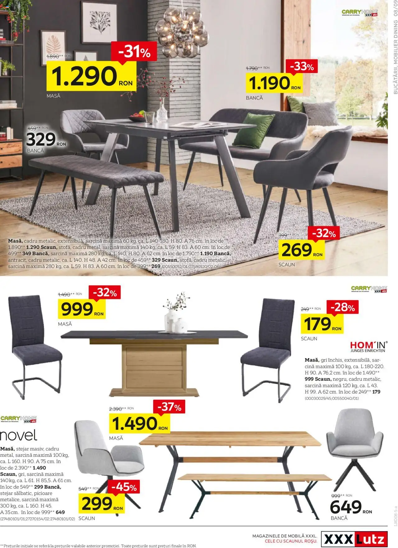 Catalog XXXLutz 28 Iulie - 23 August 2025 | Pagina 9 | Produse: Masă, Scaun, Bancă