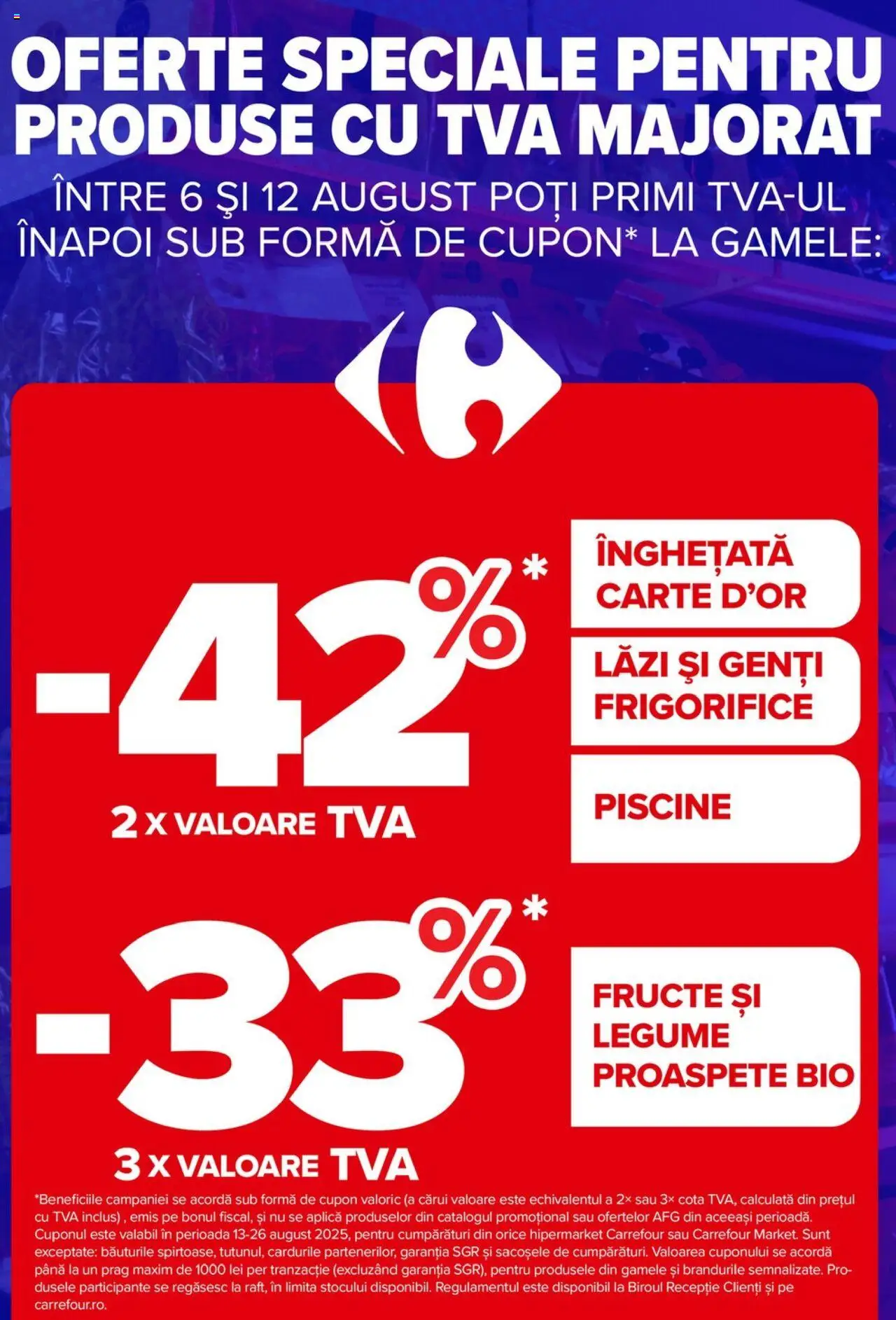 Catalog Carrefour 6 - 11 August 2025 | Pagina 2 | Produse: Şerit ödül, Înghețată, Legume, Fructe