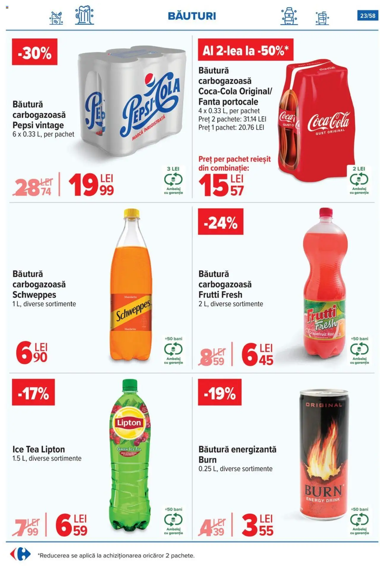 Catalog Carrefour 6 - 11 August 2025 | Pagina 24 | Produse: Băutură energizantă, Portocale, Ice tea, Mandarine