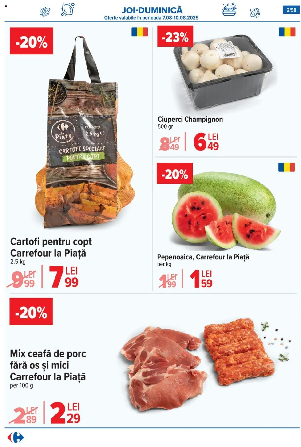 Catalog Carrefour 6 - 11 August 2025 | Pagina 3 | Produse: Keçeli kalem, Mici, Ciuperci, Cartofi