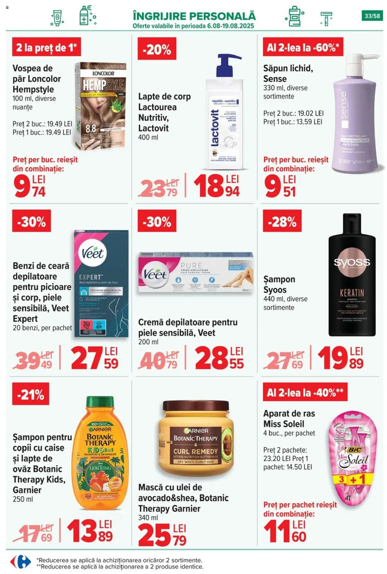 Catalog Carrefour 6 - 11 August 2025 | Pagina 34 | Produse: Șampon, Cremă, Lapte de corp, Săpun