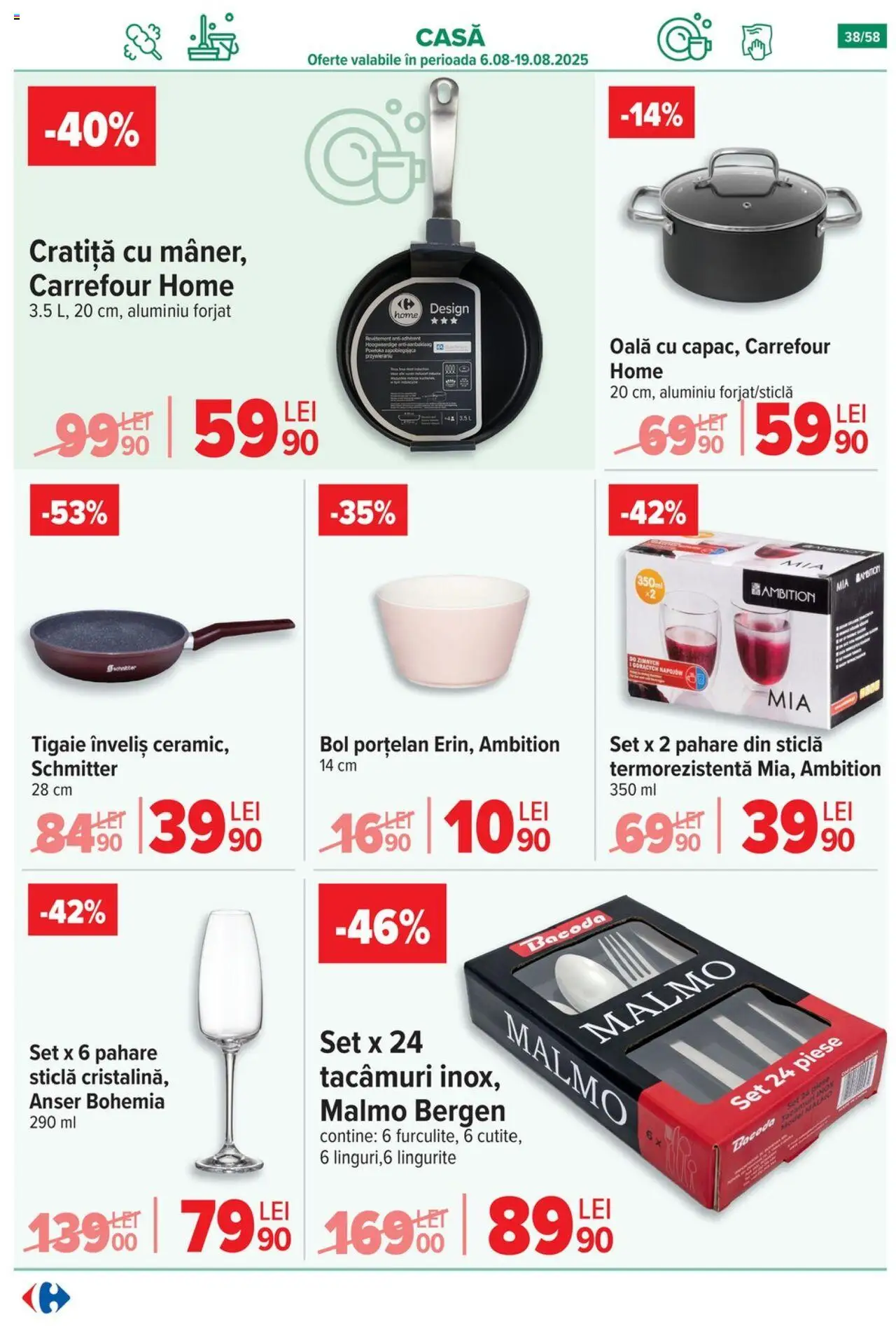 Catalog Carrefour 6 - 11 August 2025 | Pagina 39 | Produse: Pahare, Tigaie, Oală, Bol