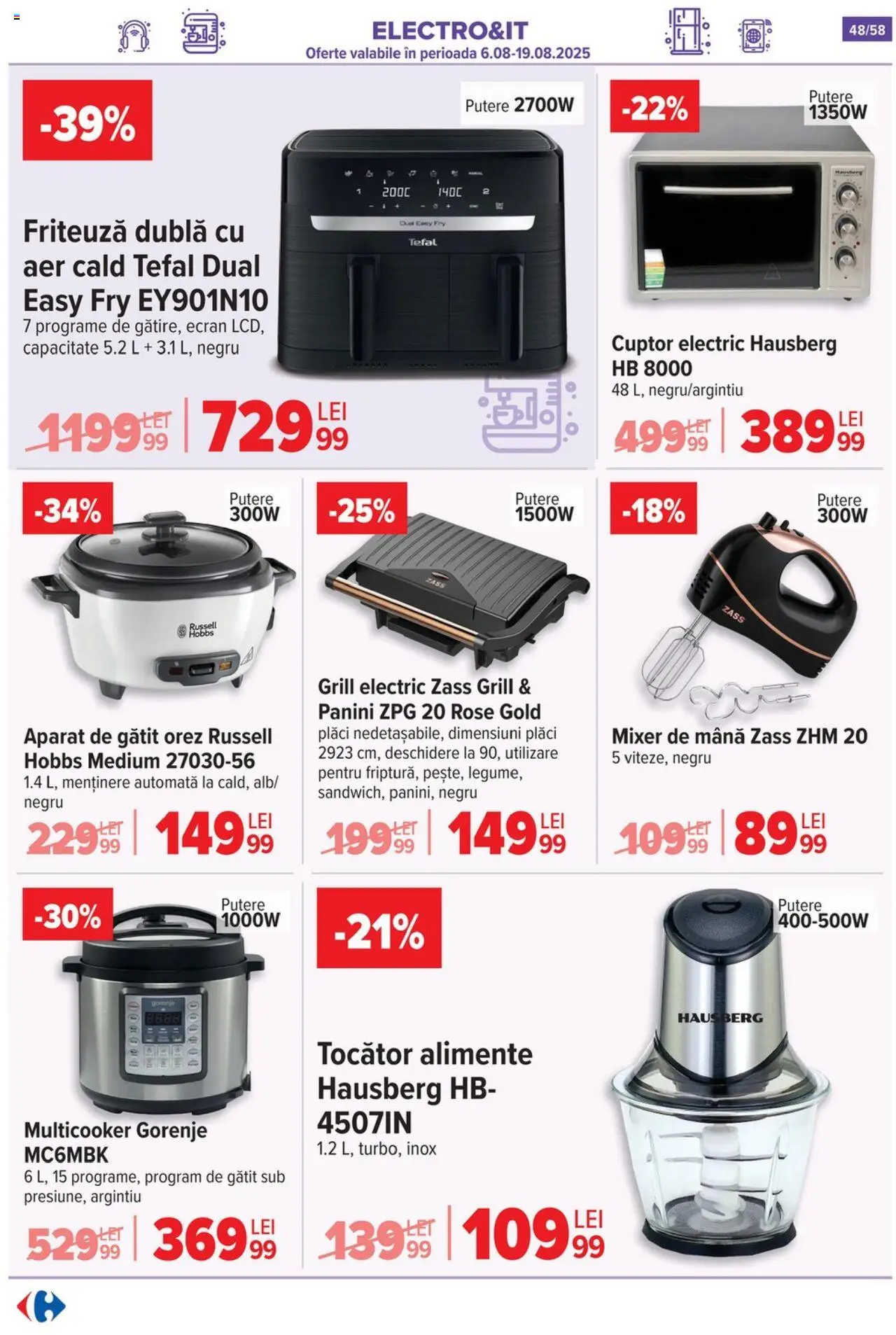 Catalog Carrefour 6 - 11 August 2025 | Pagina 49 | Produse: Cuptor, Grill, Mixer, Tocător