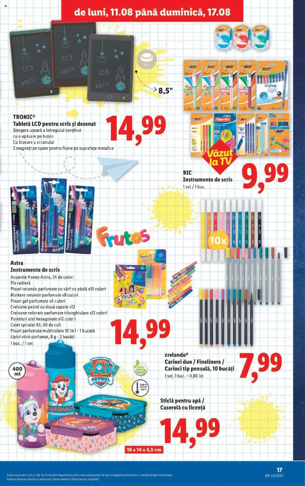 Catalog LIDL 11 - 16 August 2025 | Pagina 17 | Produse: Tabletă, Ulei, Apă