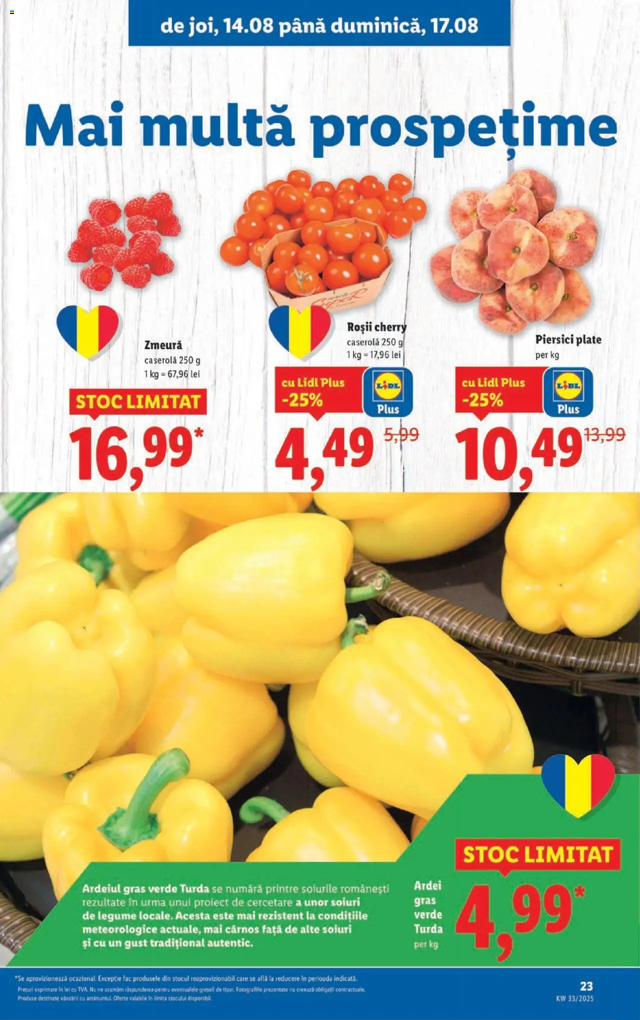 Catalog LIDL 11 - 16 August 2025 | Pagina 23 | Produse: Zmeură, Ardei, Roșii, Legume