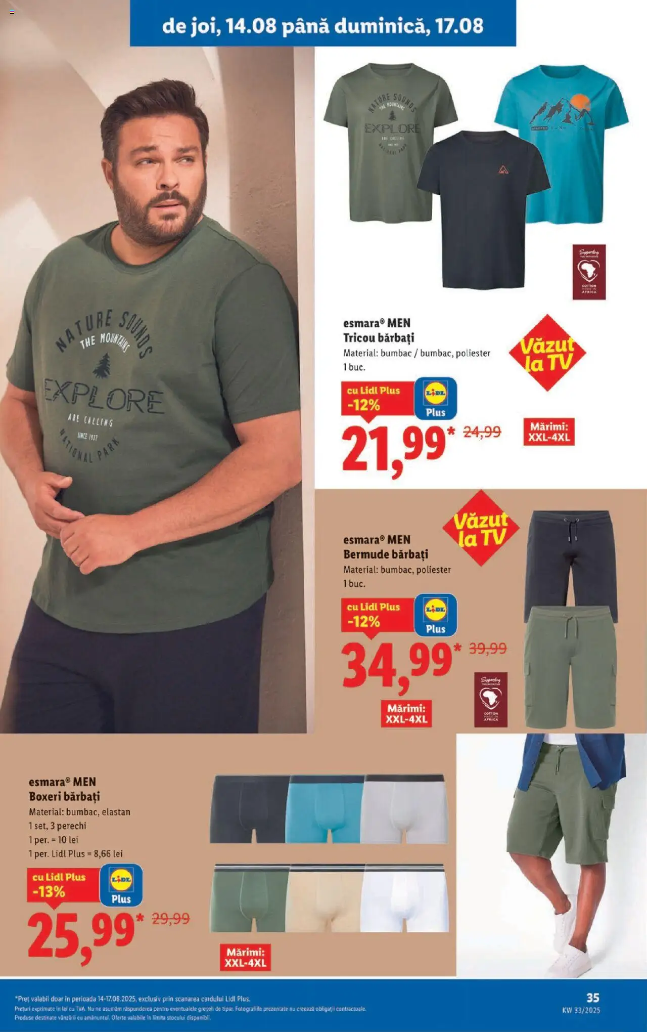 Catalog LIDL 11 - 16 August 2025 | Pagina 35 | Produse: Tricou, Boxeri