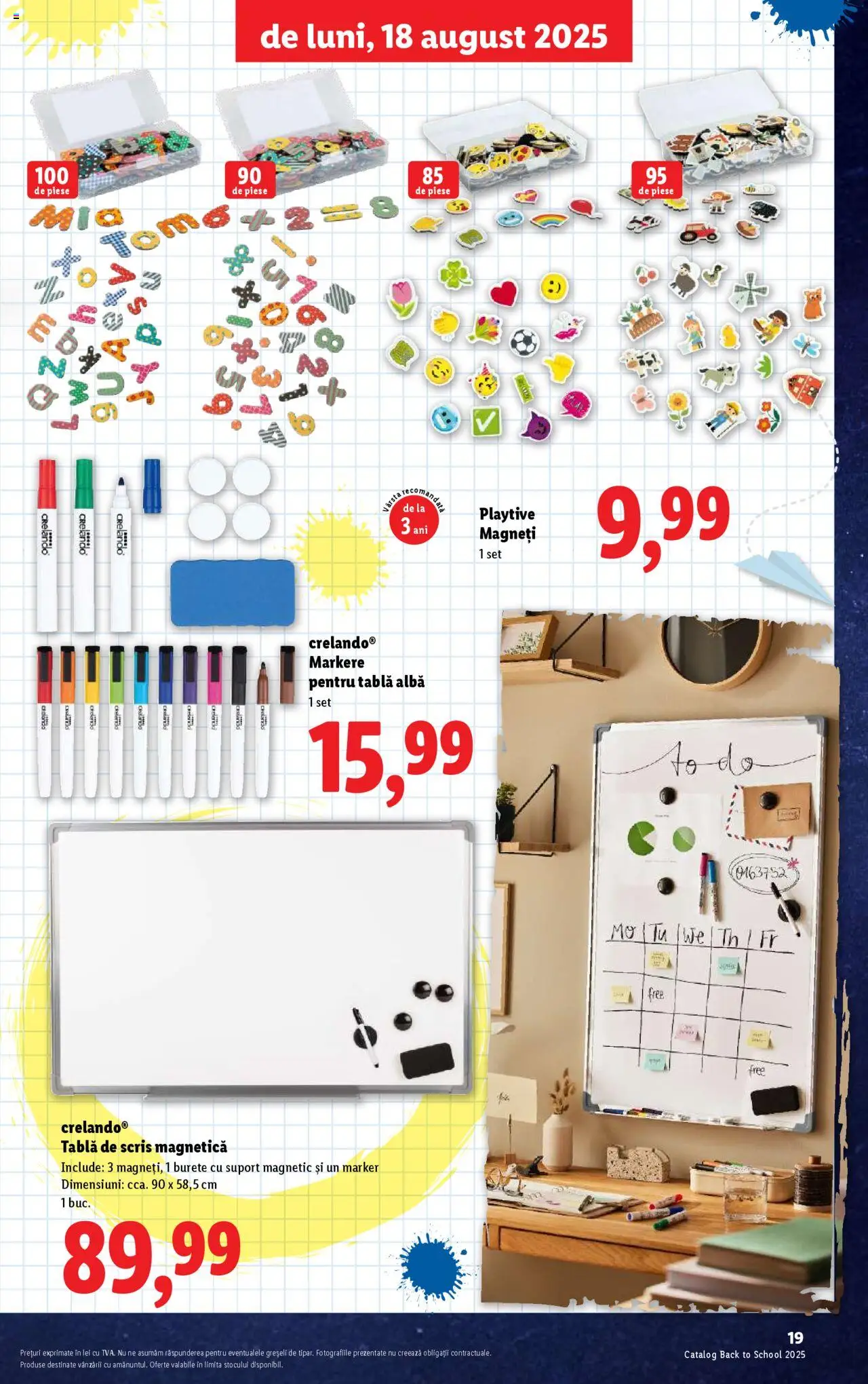 Catalog LIDL 11 - 30 August 2025 | Pagina 19 | Produse: Suport magnetic, Tablă, Burete
