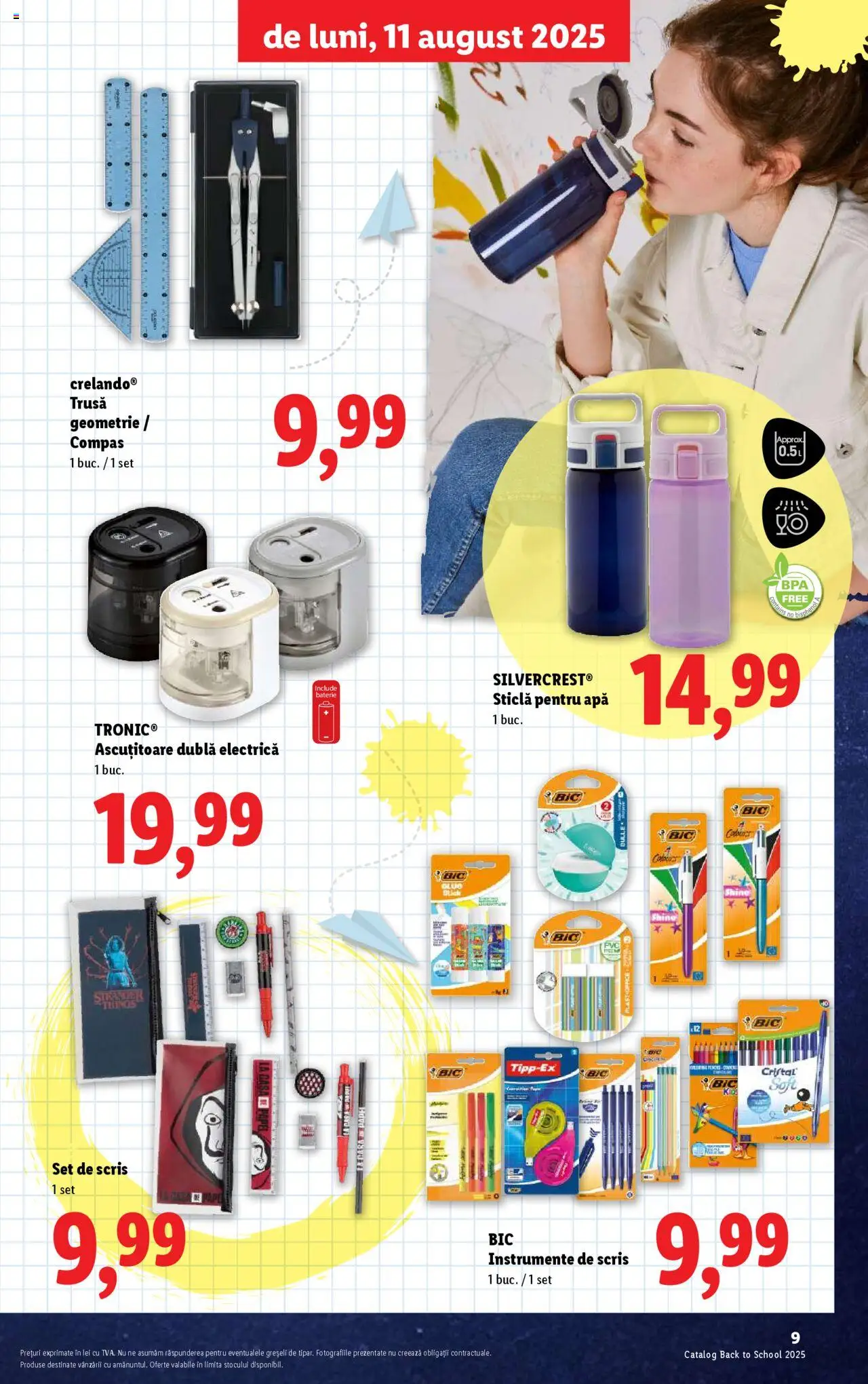 Catalog LIDL 11 - 30 August 2025 | Pagina 9 | Produse: Pară, Ascuțitoare, Baterie, Apă