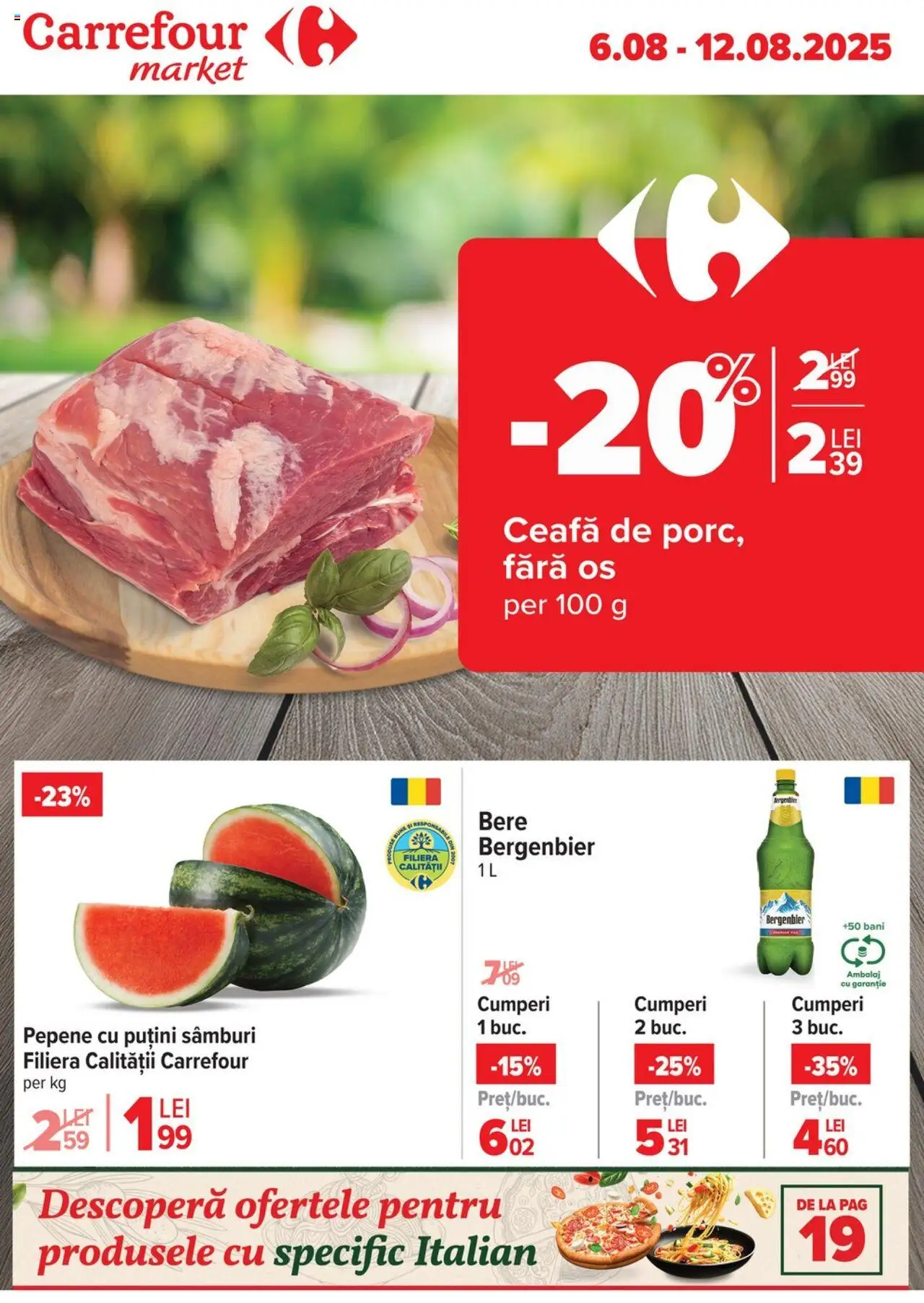Catalog Carrefour 6 - 11 August 2025 | Pagina 1 | Produse: Bere, Plastik Kulübe