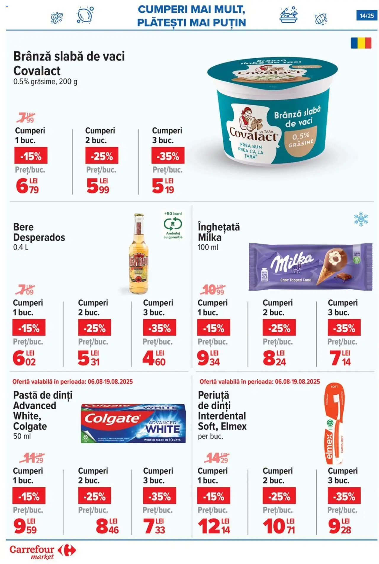 Catalog Carrefour 6 - 11 August 2025 | Pagina 14 | Produse: Eğitim çantaları, Bere, Pastă de dinți, Înghețată