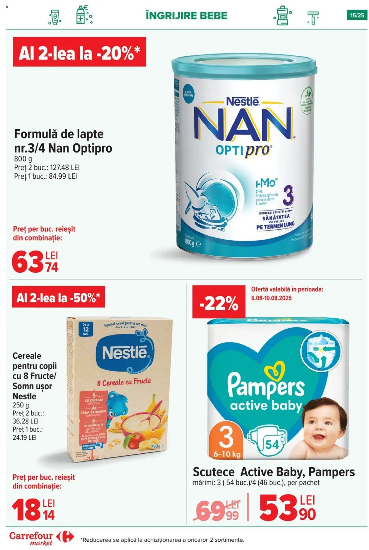 Catalog Carrefour 6 - 11 August 2025 | Pagina 15 | Produse: Masaüstü kılıfı, Lapte, Scutece, Fructe