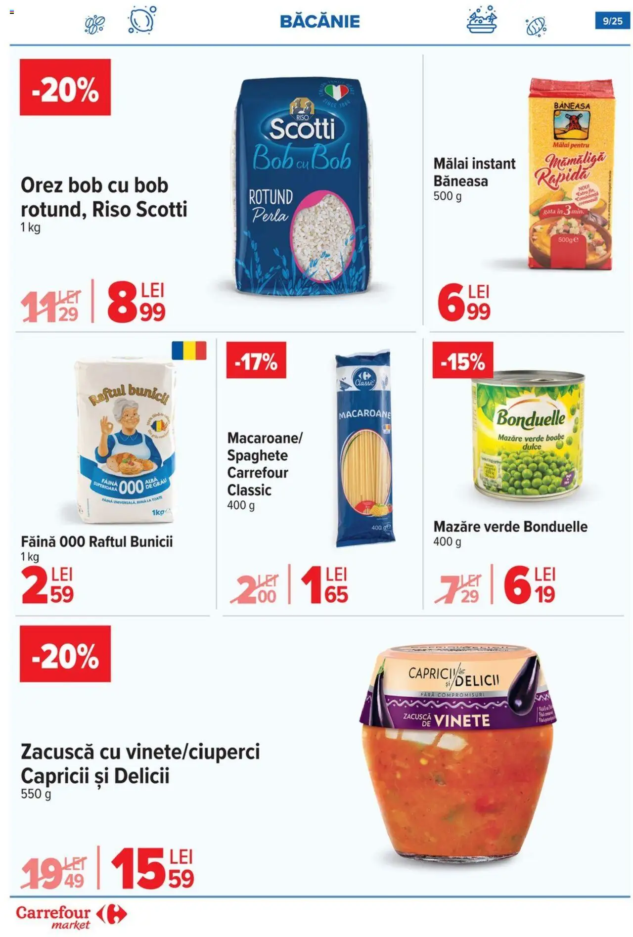 Catalog Carrefour 6 - 11 August 2025 | Pagina 9 | Produse: Mazăre, Orez, Mălai, Zacuscă