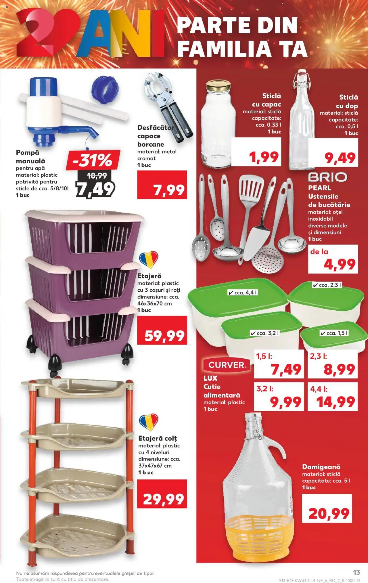 Catalog Kaufland 13 - 18 August 2025 | Pagina 13 | Produse: Bucătărie, Cutie, Etajeră, Apă