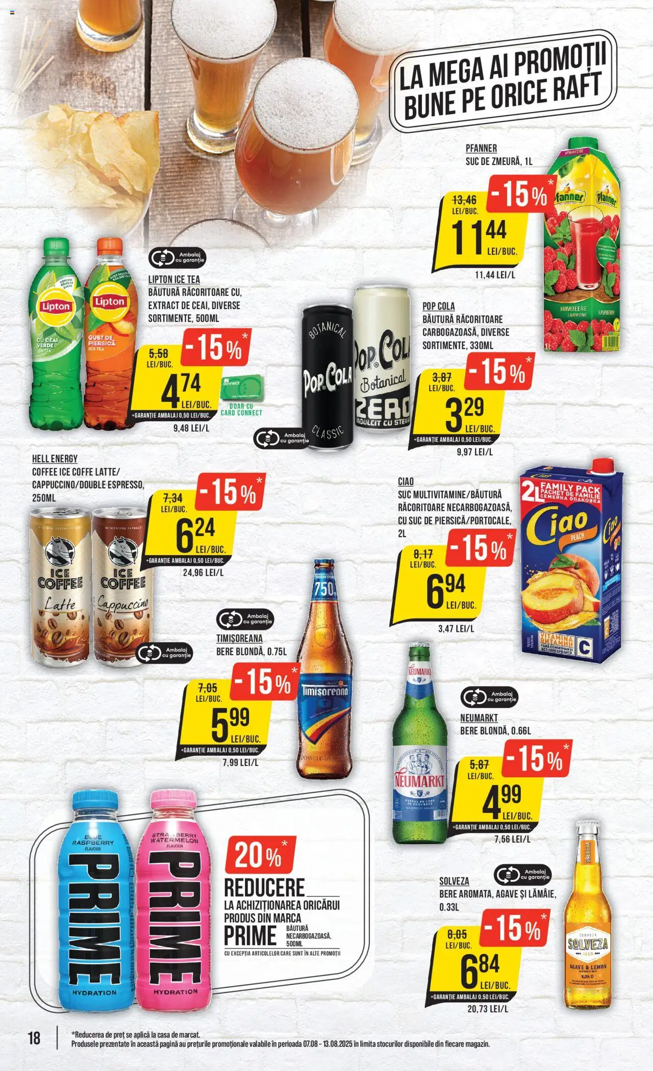 Catalog Mega Image 7 - 12 August 2025 | Pagina 18 | Produse: Piersică, Amerikan servis, Bere, Ice tea