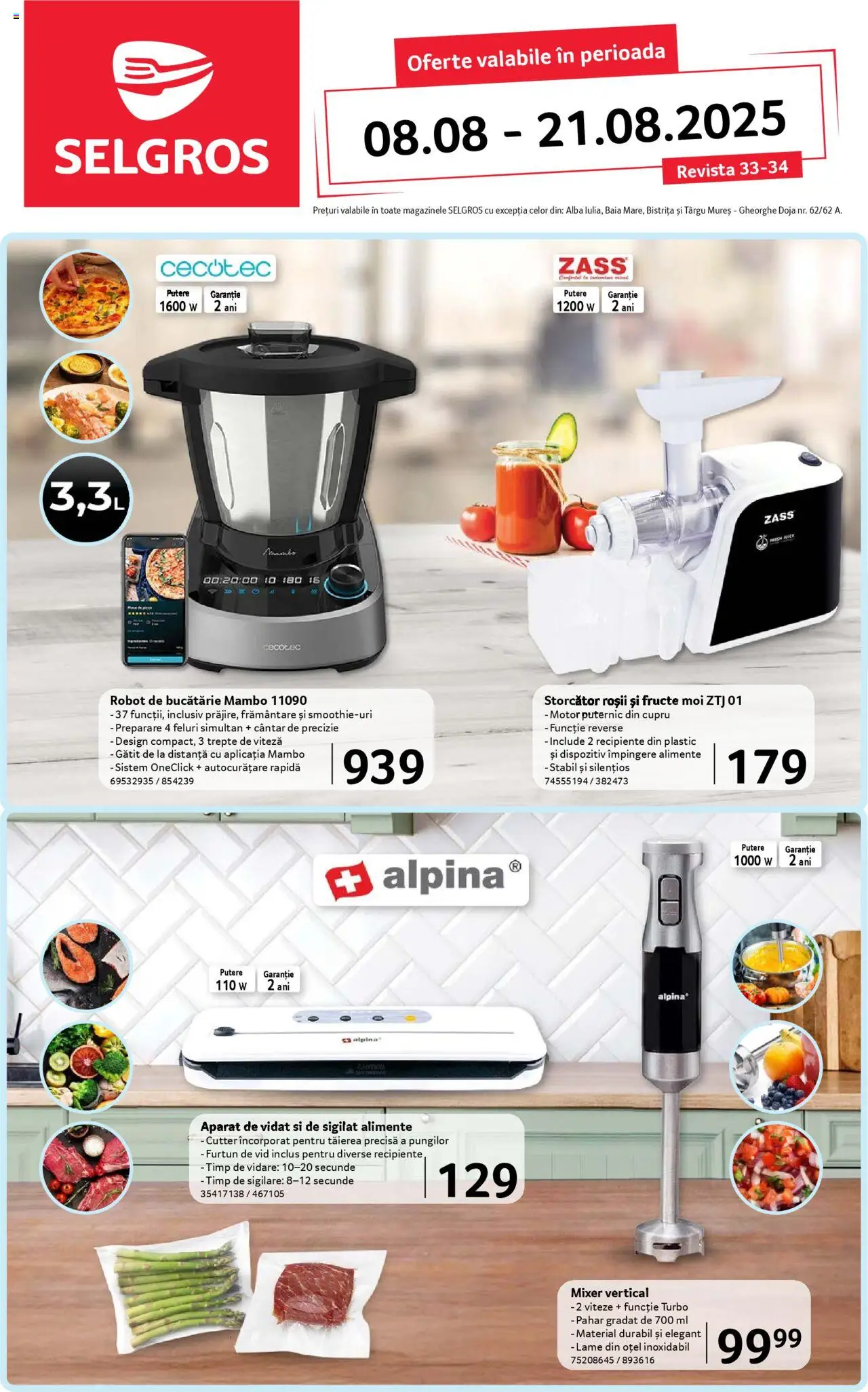 Catalog Selgros 8 - 20 August 2025 | Pagina 1 | Produse: Robot de bucătarie, Cutter, Storcător, Bucătărie