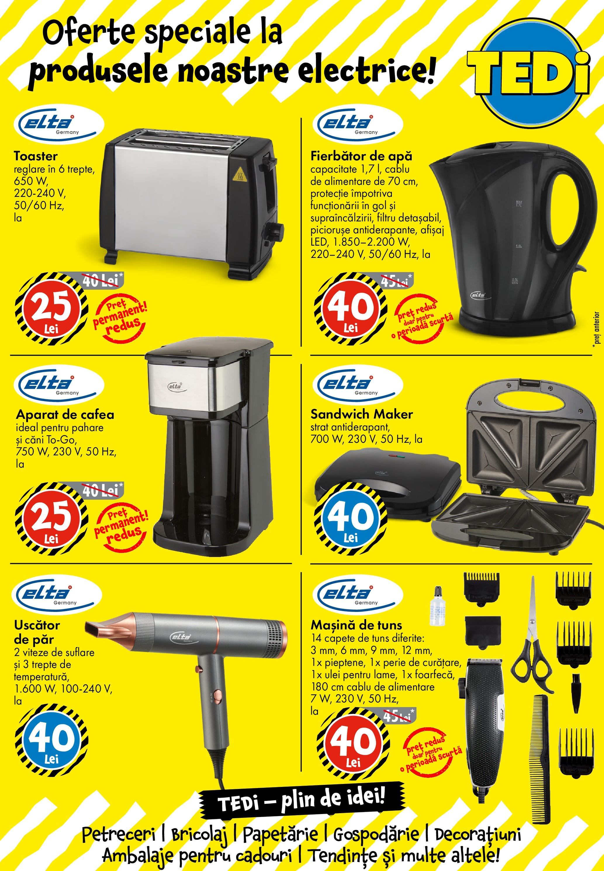 Catalog TEDi 8 - 14 August 2025 | Pagina 17 | Produse: Uscător, Toaster, Perie, Cafea