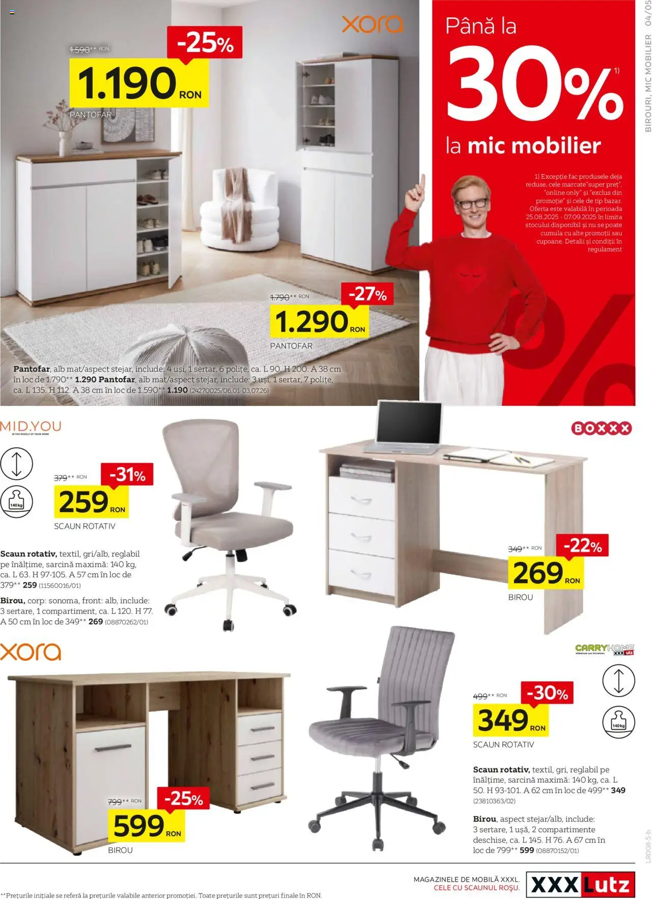 Catalog XXXLutz 1 - 29 August 2025 | Pagina 5 | Produse: Çikolatalı gofret, Scaun, Pantofar