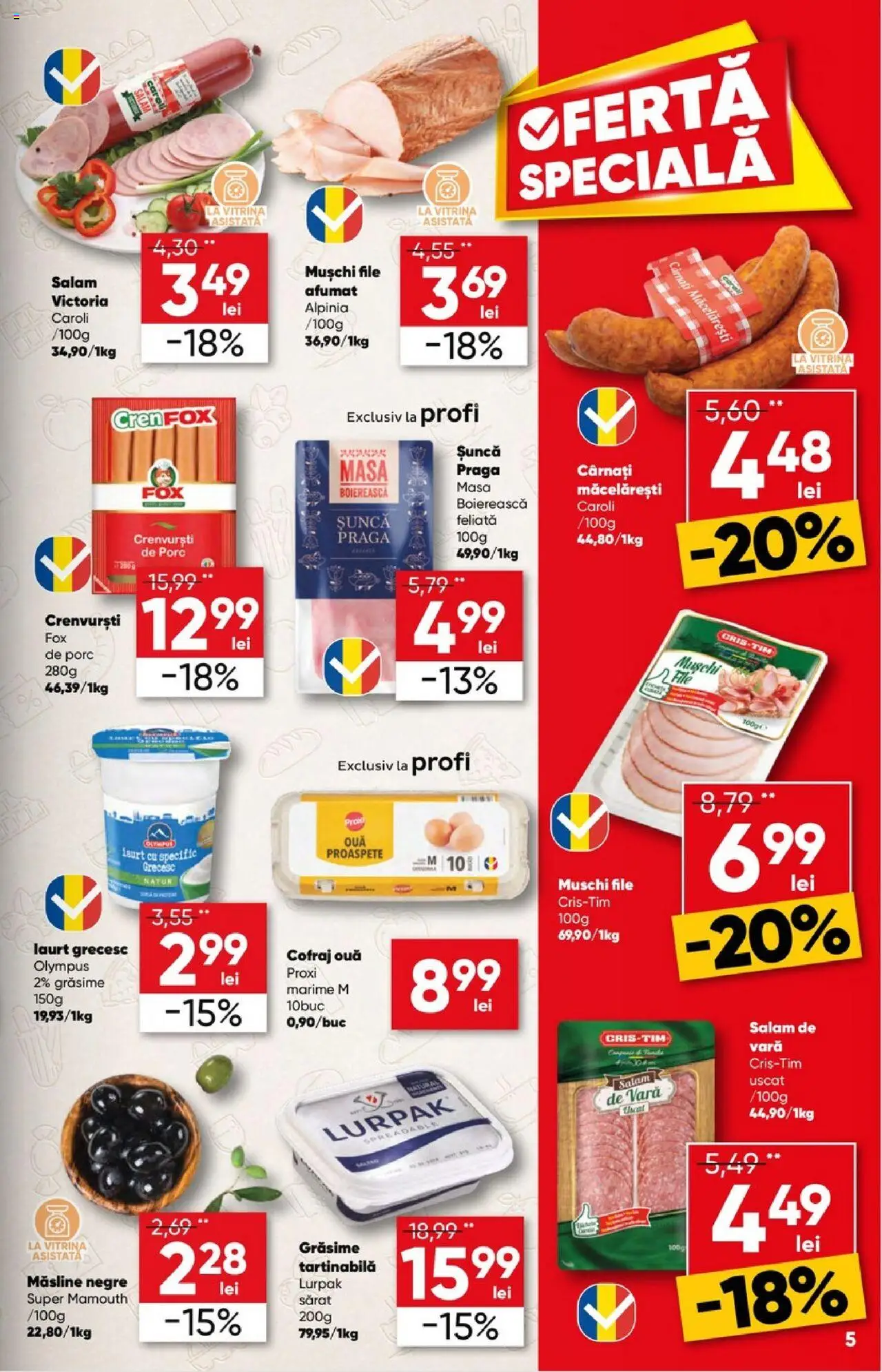 Catalog Profi 6 - 18 August 2025 | Pagina 5 | Produse: Măsline, Crenvurști, Salam, Șuncă