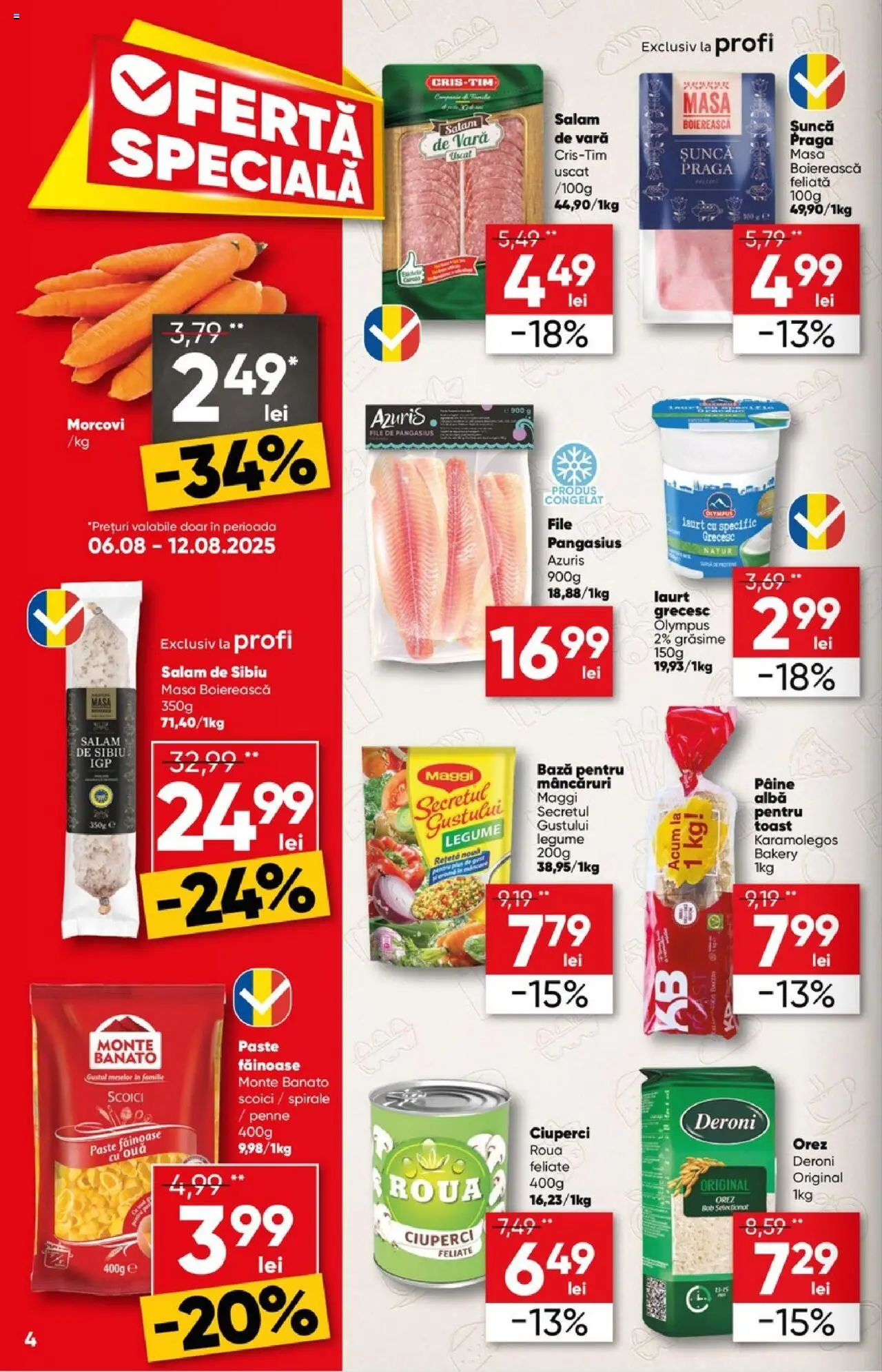 Catalog Profi 6 - 18 August 2025 | Pagina 4 | Produse: Masă, Salam, Paste, Morcovi