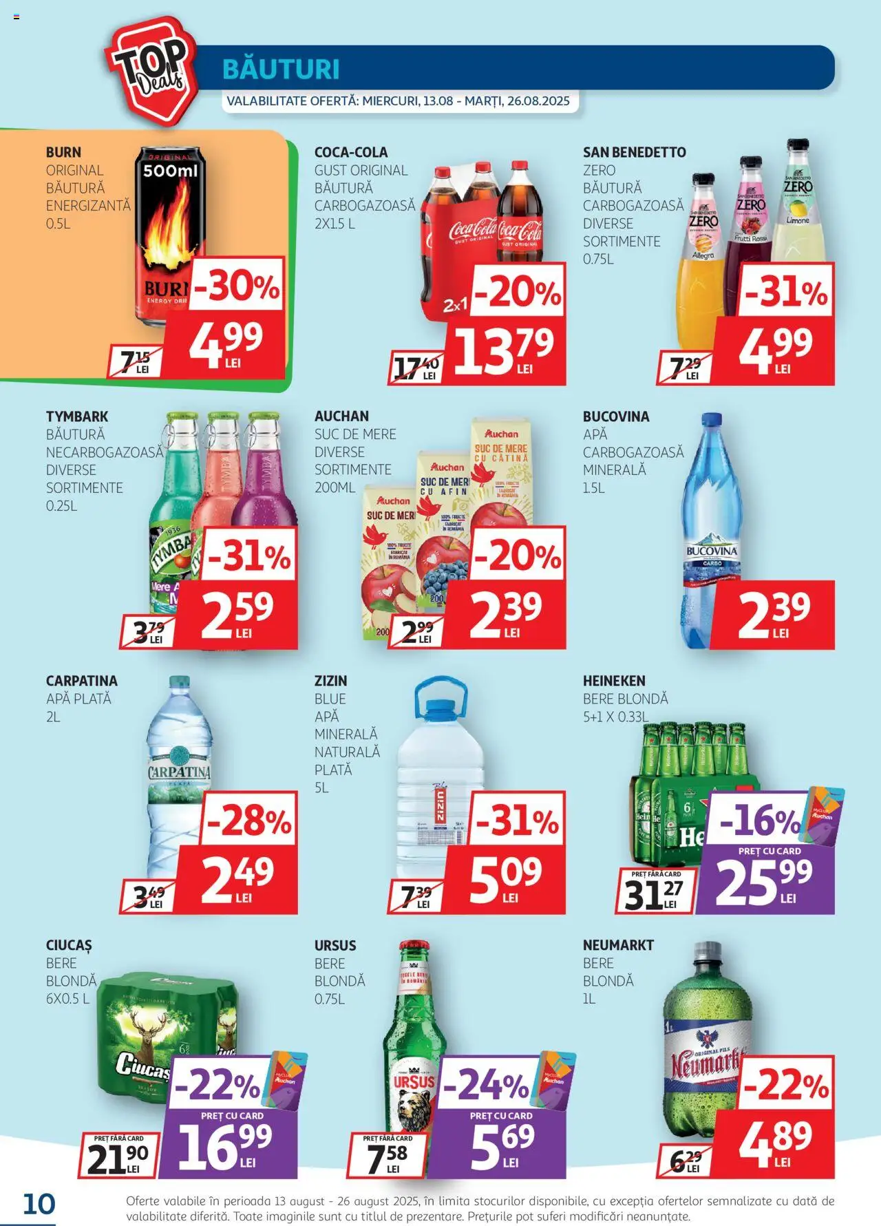 Catalog Auchan 13 - 25 August 2025 | Pagina 10 | Produse: Suc, Bere, Mere, Apă