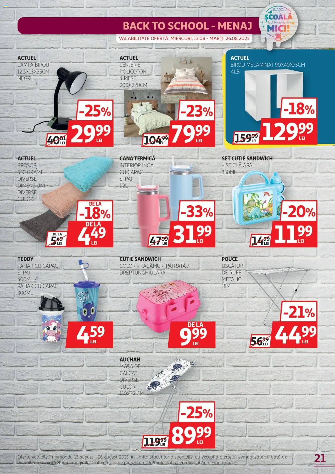 Catalog Auchan 13 - 25 August 2025 | Pagina 21 | Produse: Uscător, Masă, Lampă, Mici