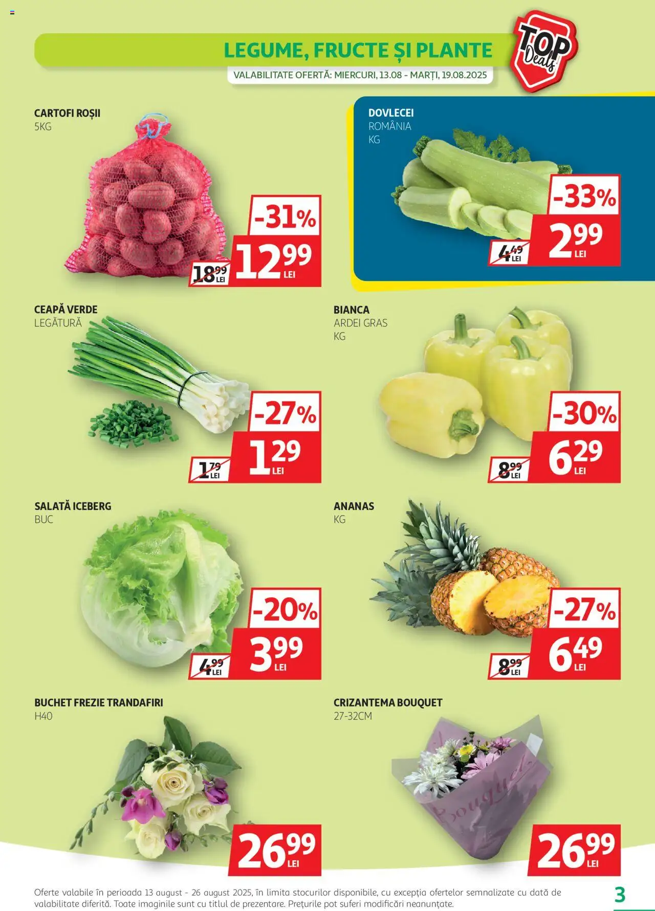 Catalog Auchan 13 - 25 August 2025 | Pagina 3 | Produse: Ardei, Ananas, Salată, Cartofi