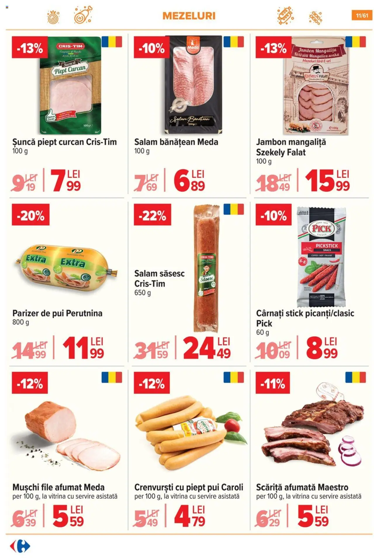 Catalog Carrefour 13 - 18 August 2025 | Pagina 12 | Produse: Vitrină, Crenvurști, Salam, Parizer