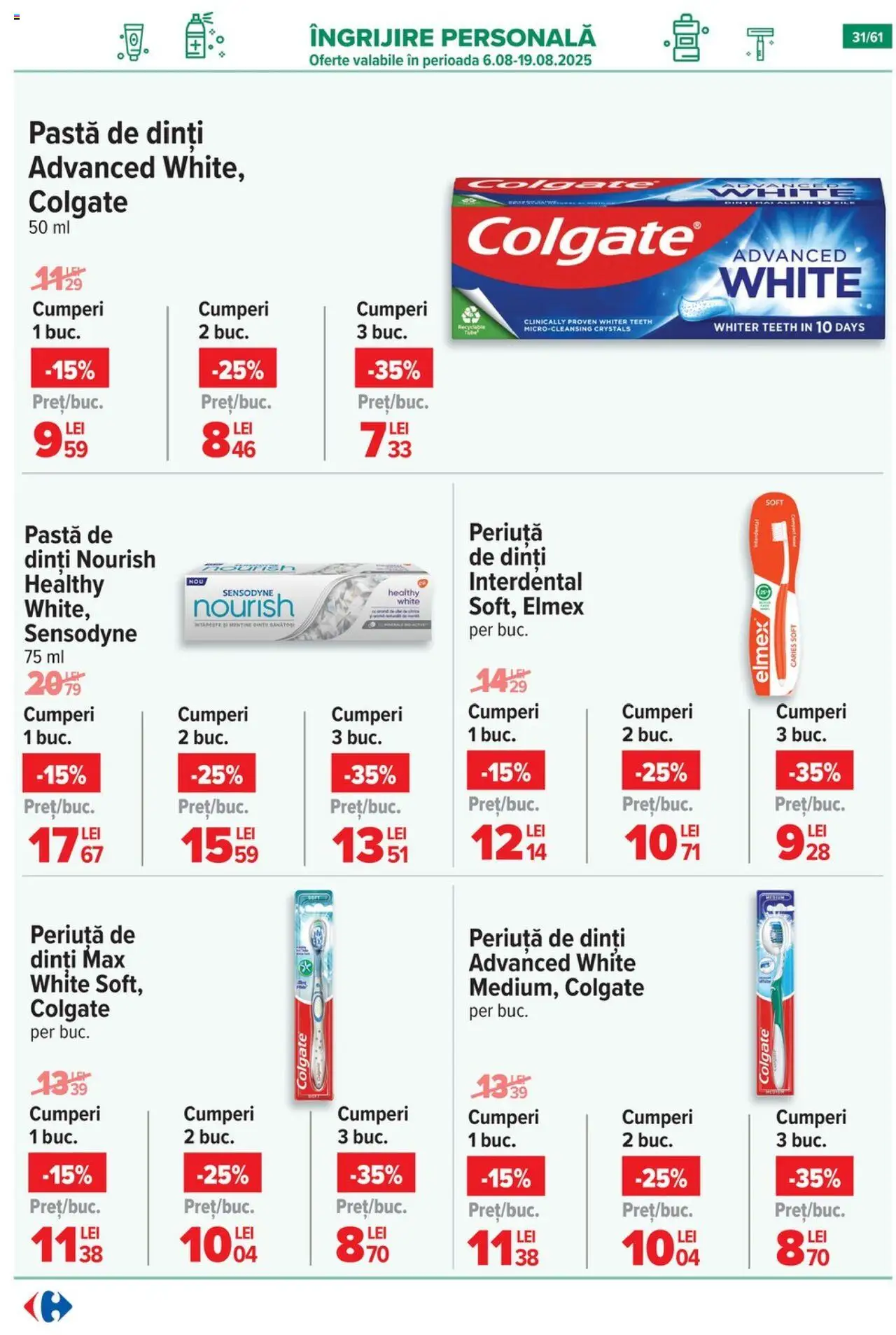 Catalog Carrefour 13 - 18 August 2025 | Pagina 32 | Produse: Pastă de dinți, Periuță de dinți