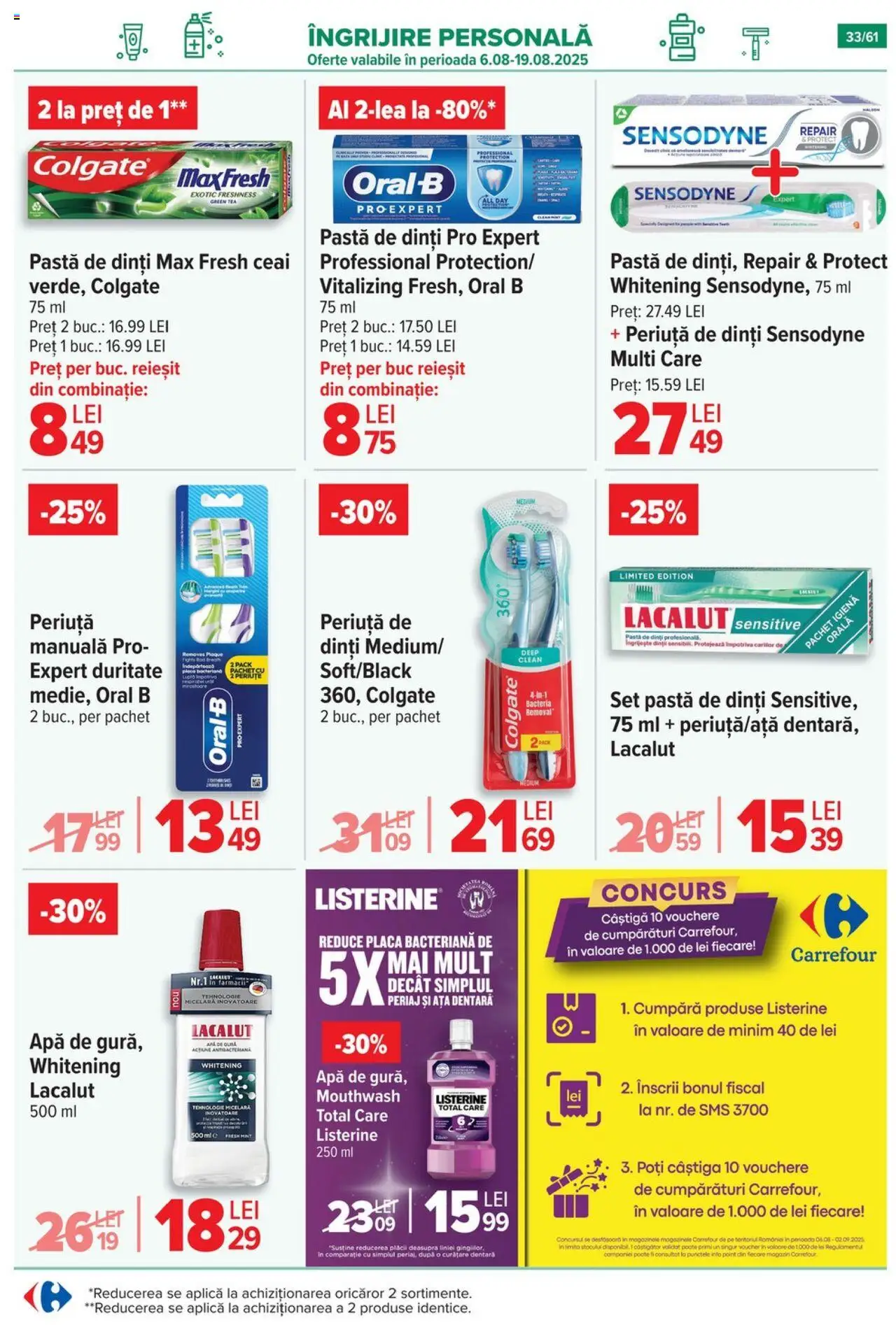 Catalog Carrefour 13 - 18 August 2025 | Pagina 34 | Produse: Pastă de dinți, Ceai, Apă de gură, Apă