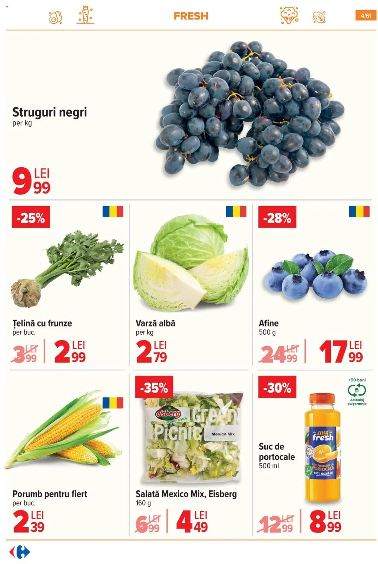 Catalog Carrefour 13 - 18 August 2025 | Pagina 5 | Produse: Țelină, Suc, Salată, Porumb