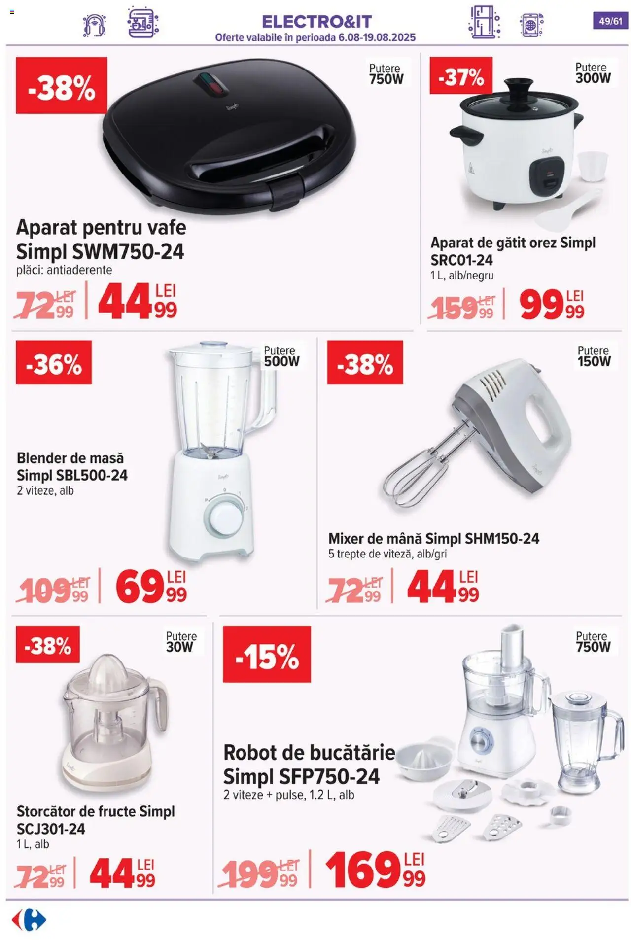 Catalog Carrefour 13 - 18 August 2025 | Pagina 50 | Produse: Robot de bucătarie, Blender, Bucătărie, Storcător de fructe