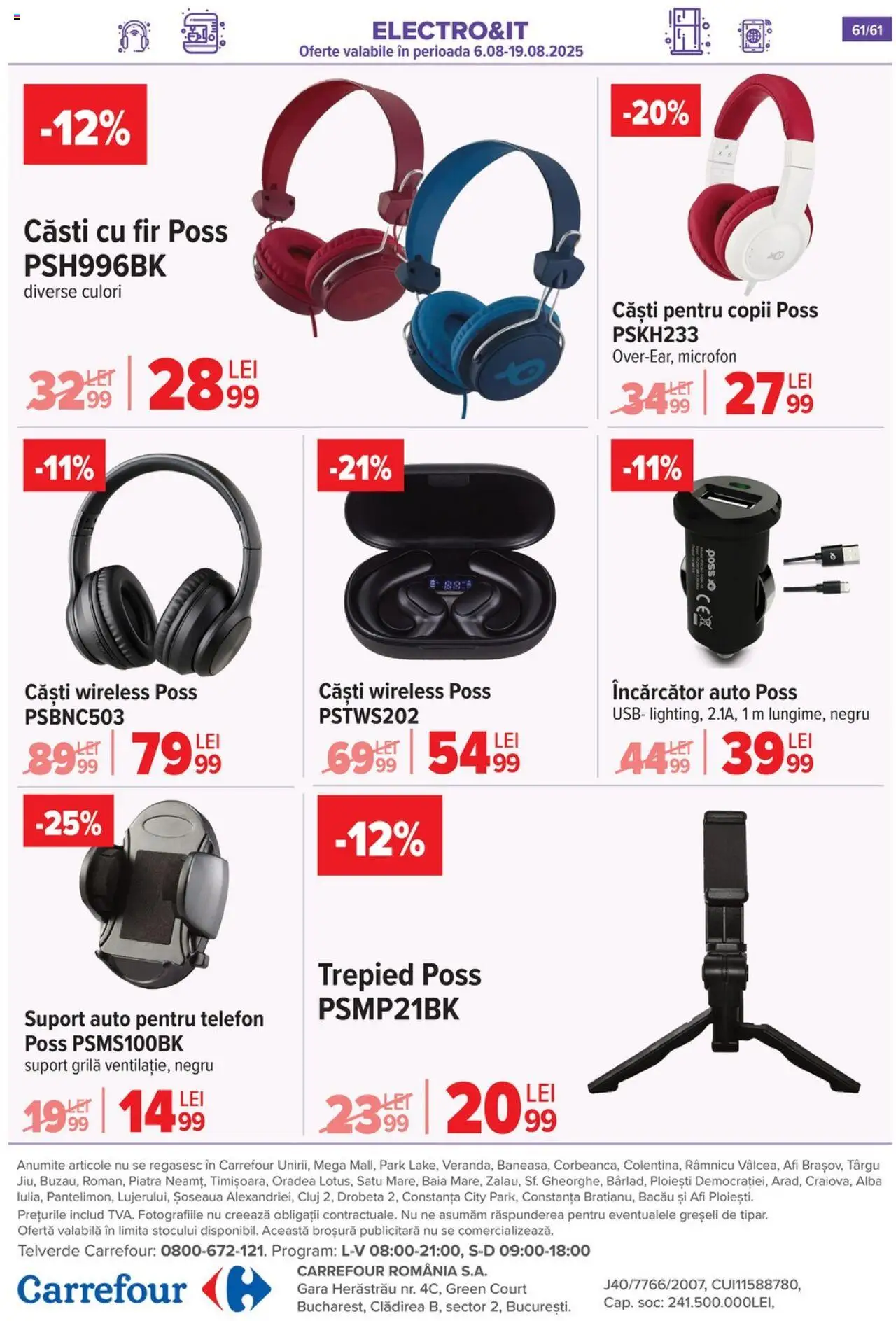 Catalog Carrefour 13 - 18 August 2025 | Pagina 62 | Produse: Telefon, Căști, Microfon, Usb