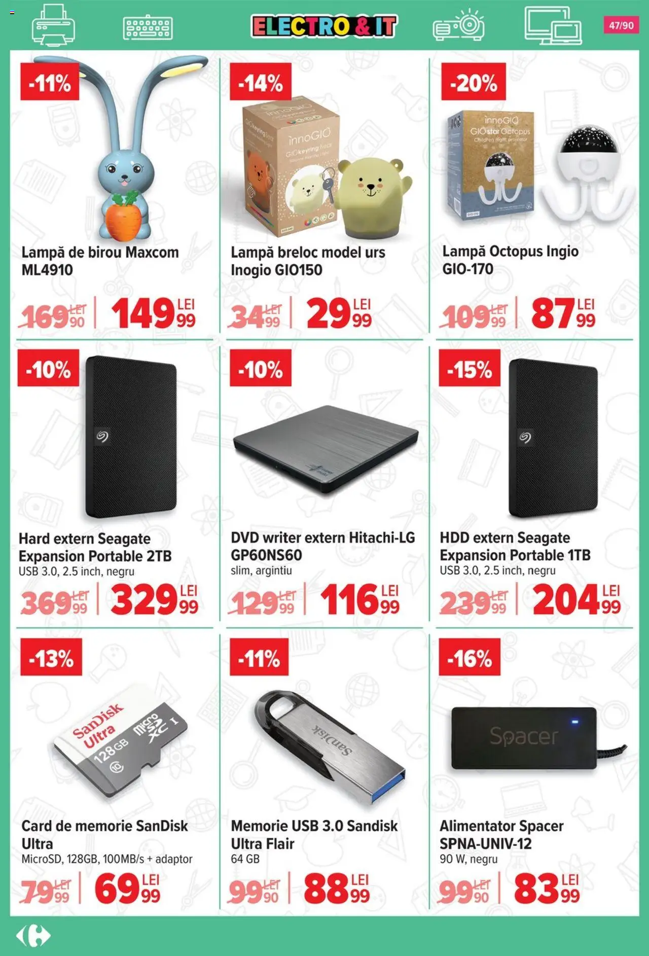 Catalog Carrefour 13 August - 15 Septembrie 2025 | Pagina 48 | Produse: Memorie, Adaptor, Usb, Lampă