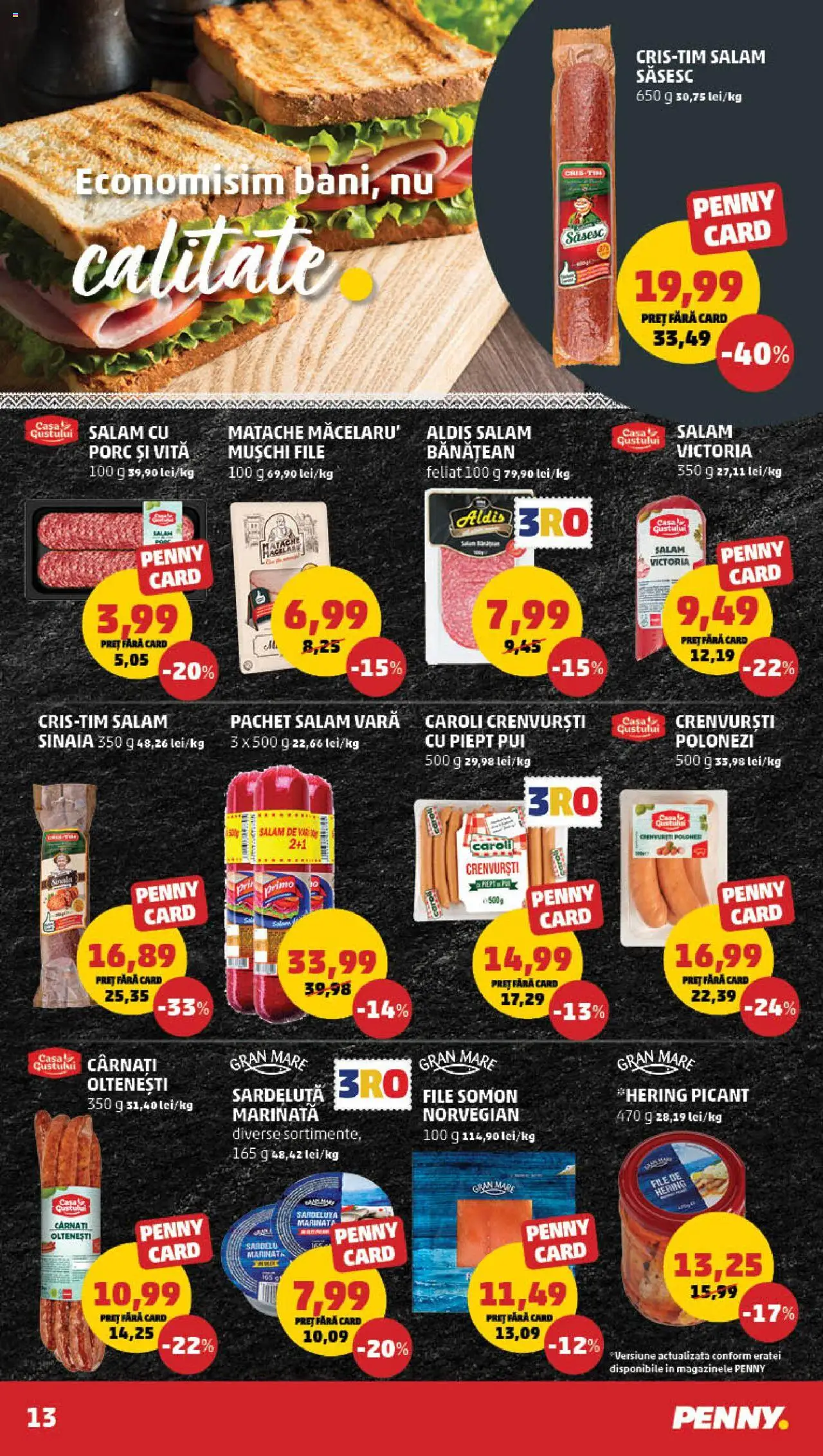Catalog PENNY Market 13 - 18 August 2025 | Pagina 13 | Produse: Not defteri, Hacıyatmaz Kedi Oyuncağı, Crenvurști, Salam