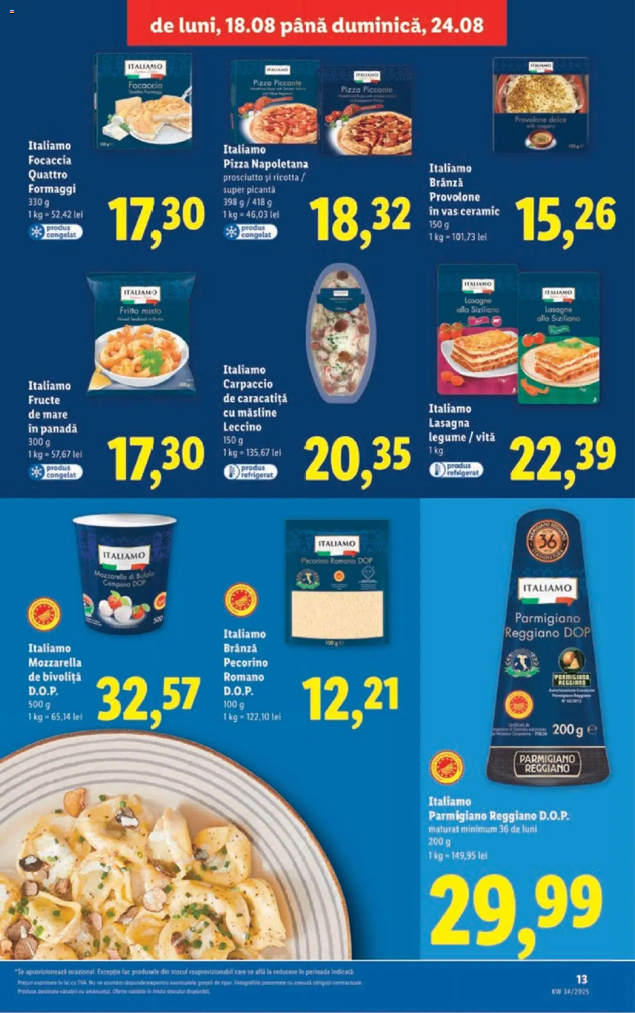 Catalog LIDL 18 - 23 August 2025 | Pagina 13 | Produse: Lasagna, Măsline, Mozzarella, Pizza